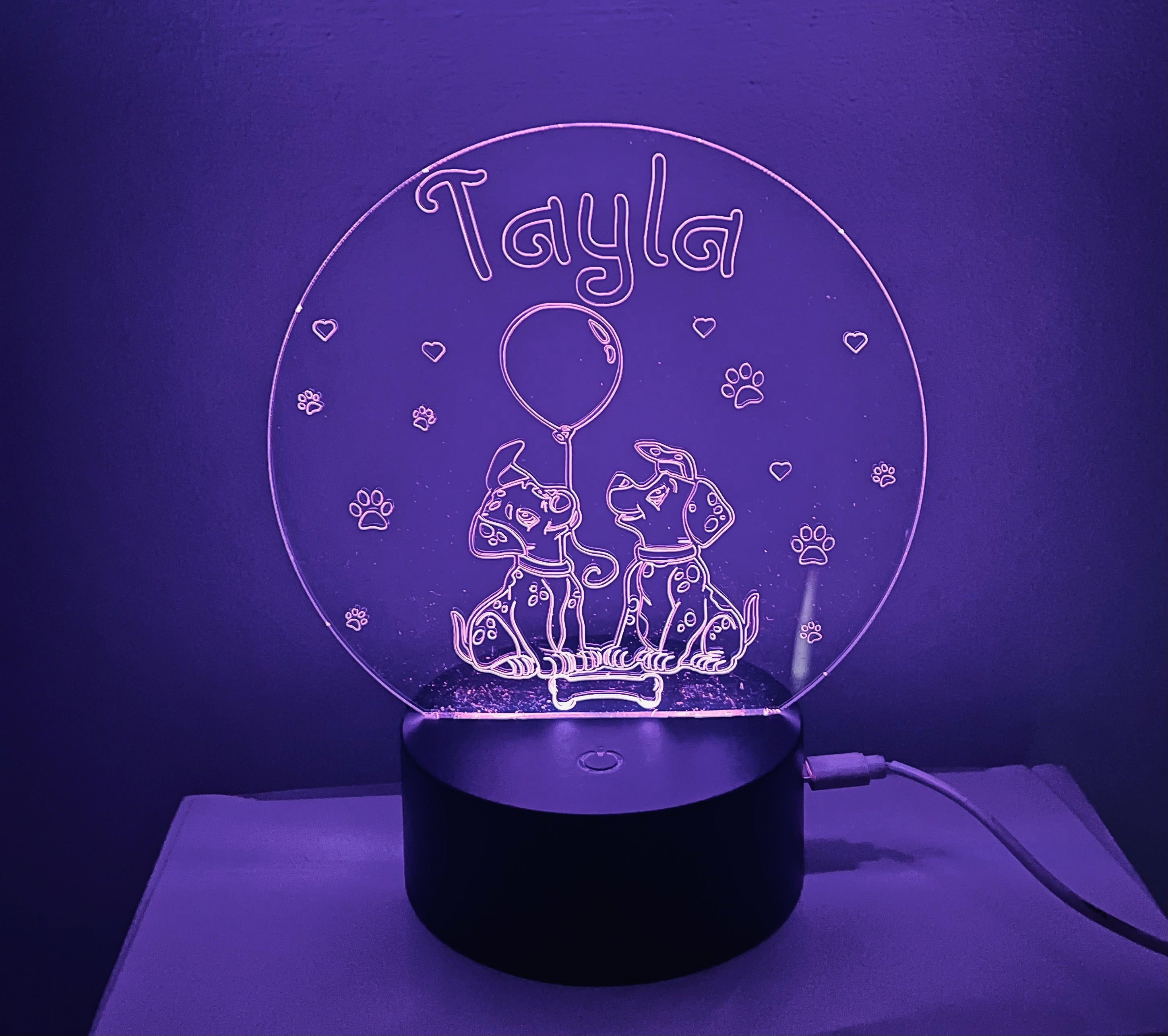 Dalmatian Themed LED Night Light - Comes Fully Personalised. Unique Gift Idea