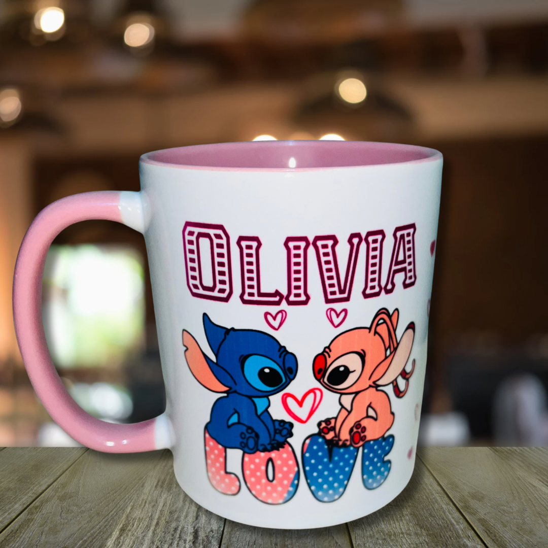 Stitch & Angel Themed Design Personalised Mug, Custom Mug, Customised Coffee Cup, Gift for Friend, Bridesmaid Gift, Tea Lover Gift, Birthday Gift