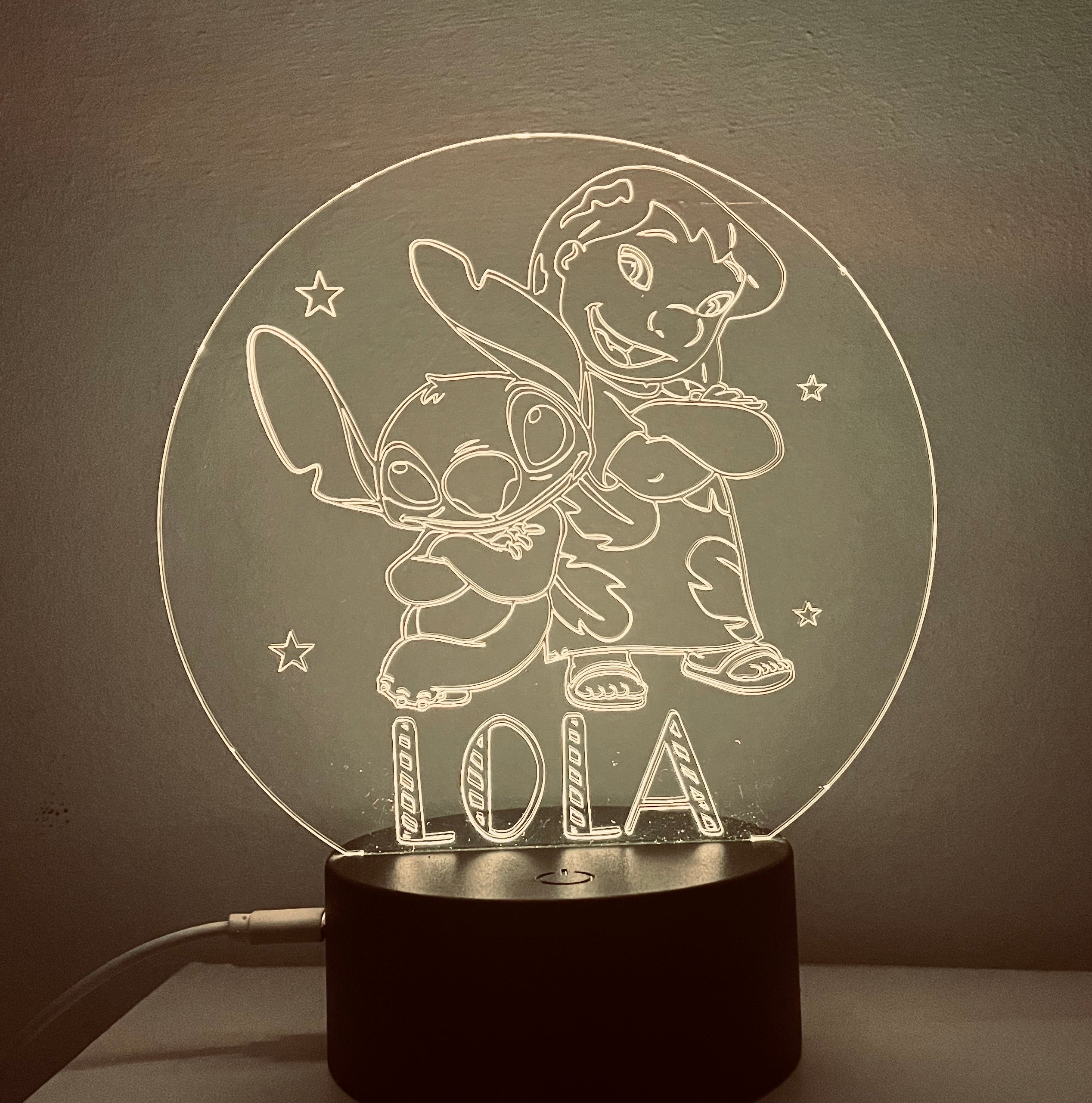 Lilo & Stitch Themed LED Night Light - Comes Fully Personalised. Unique Gift Idea