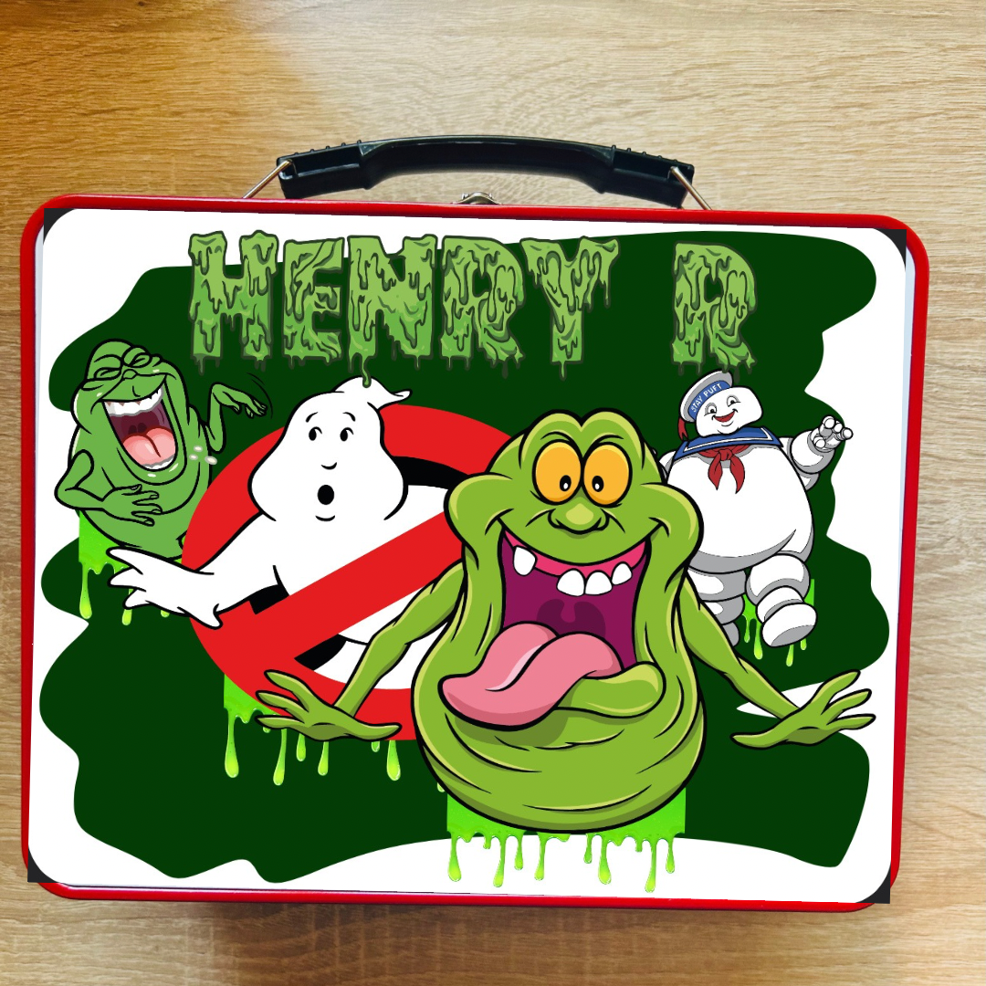 Character/Ghostbusters Themed Personalised Metal Lunch Box With Handle, Carry Case, Back To School, Lunch Box, Gift For Kids, Birthday Gift