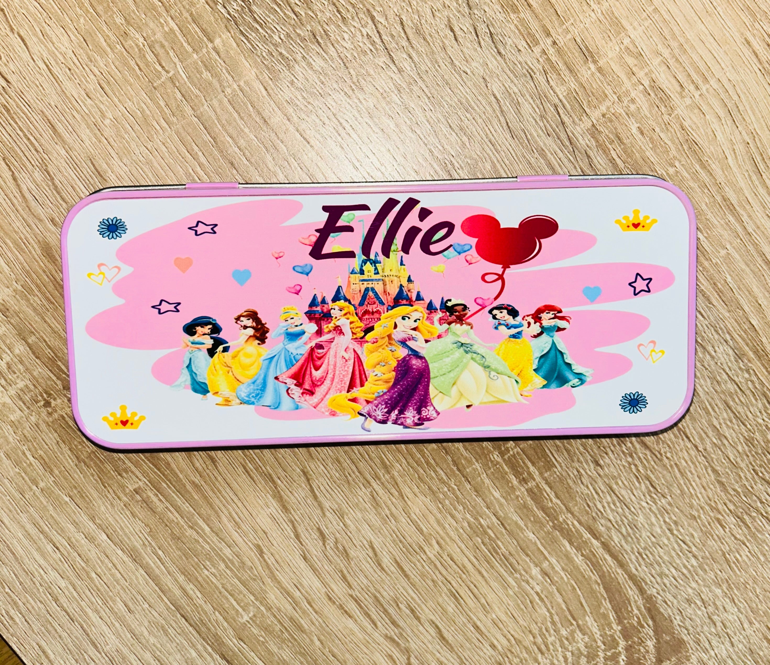 Princess Design / Personalised Pencil Tin / Made to Order / Back To School / Metal Pencil Case / Personalised Gift Idea / School Essentials
