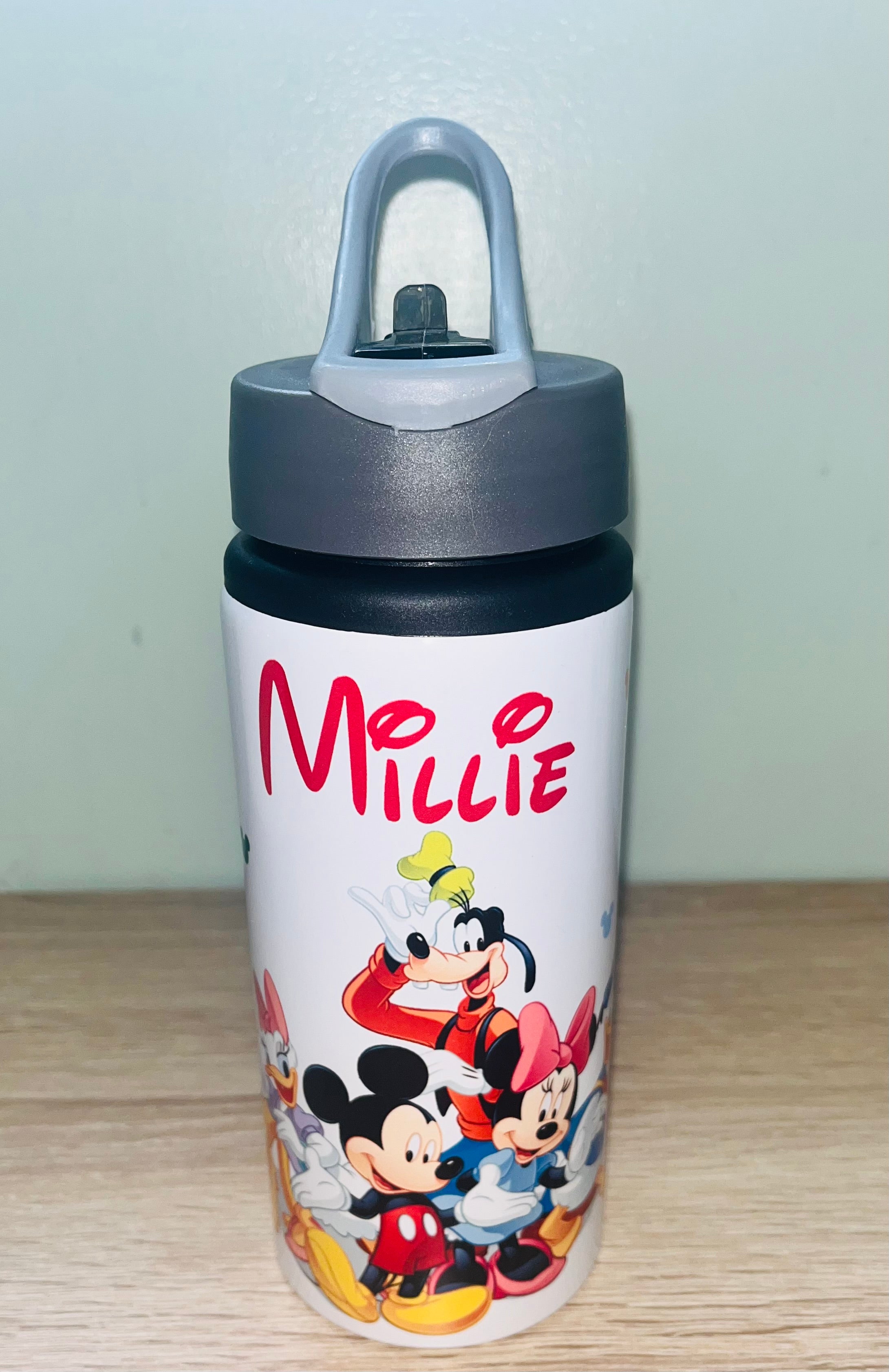 Character/Mickey Mouse Themed Personalised 600ml Aluminium Water Bottles - made with your favourite characters! School Water Bottle, Summer Ready.