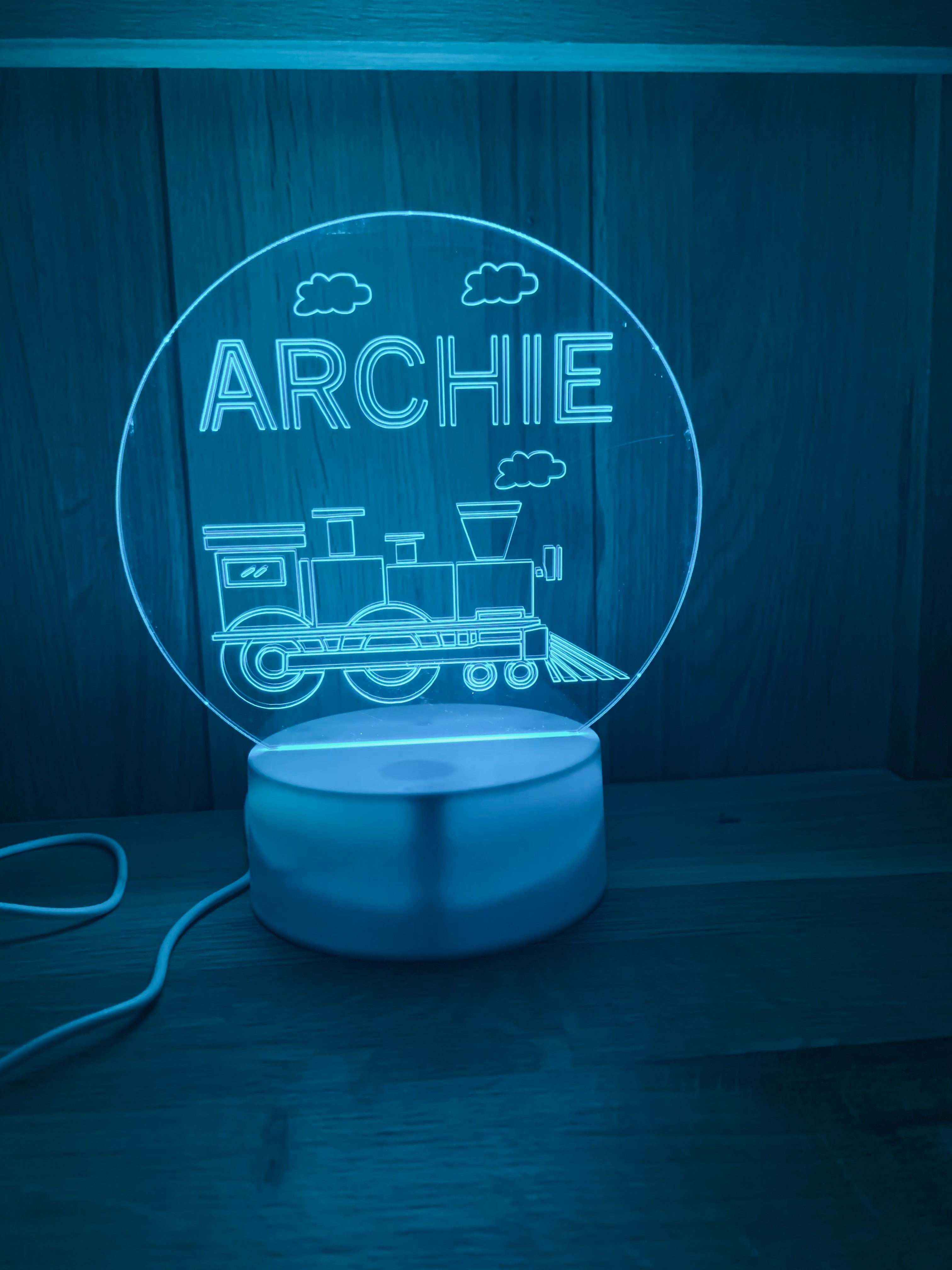 Train Themed LED Night Light - Comes Fully Personalised. Unique Gift Idea