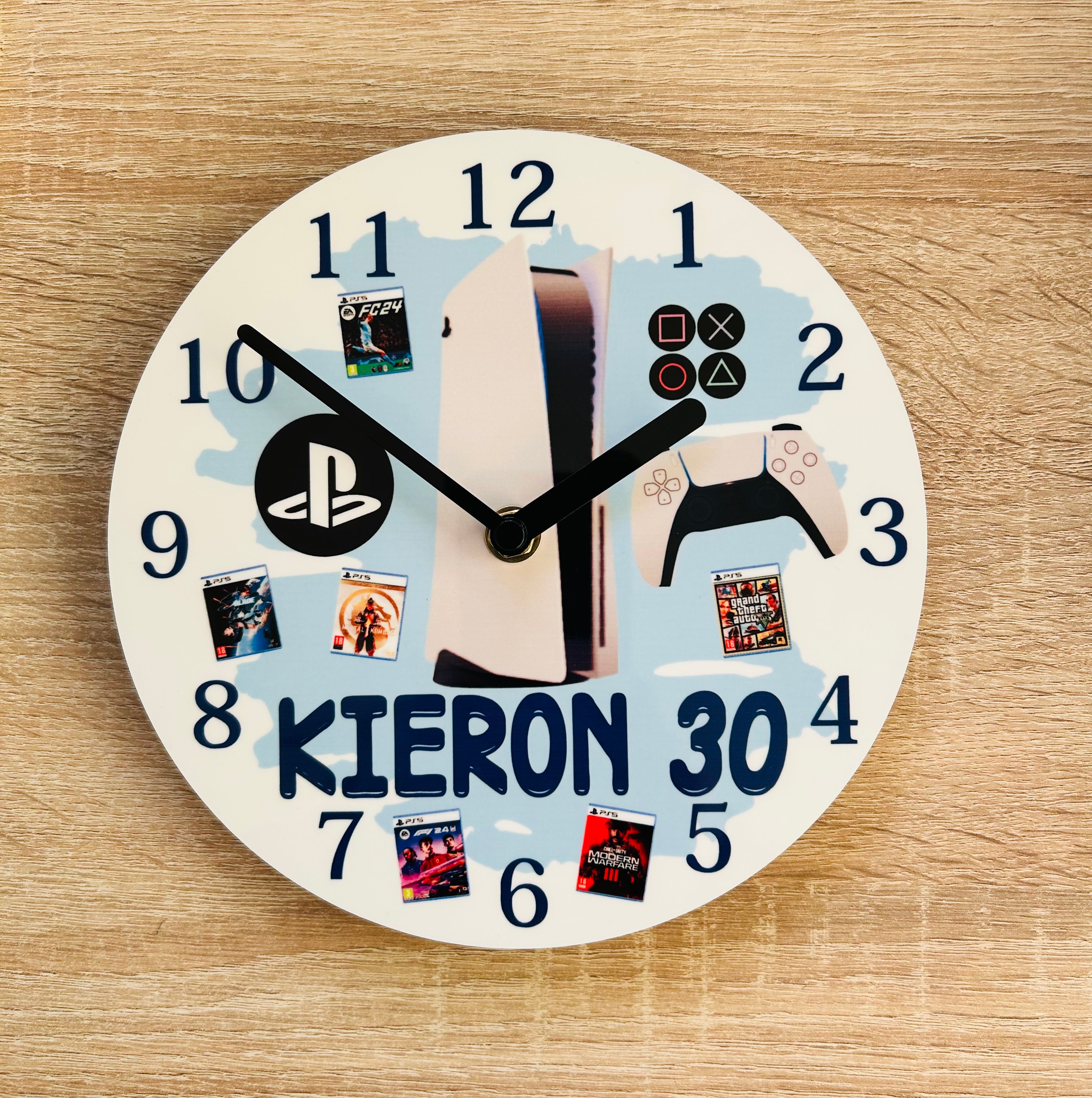 Gaming Themed Design Wall Clock/Desk Clock - Character Design. Made to order.