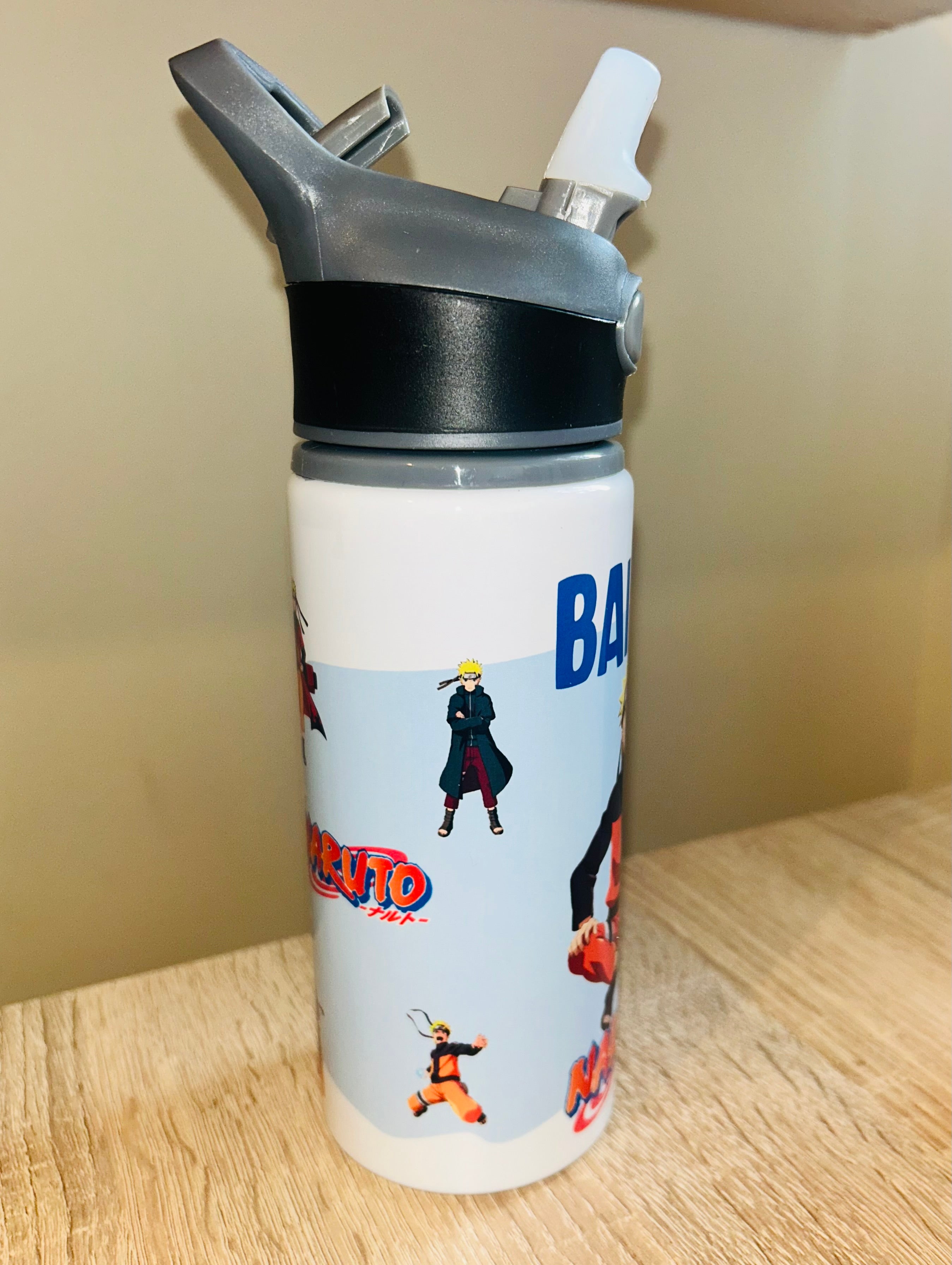 Character/Naruto Themed Personalised 600ml Aluminium Water Bottles - made with your favourite characters! School Water Bottle, Summer Ready.