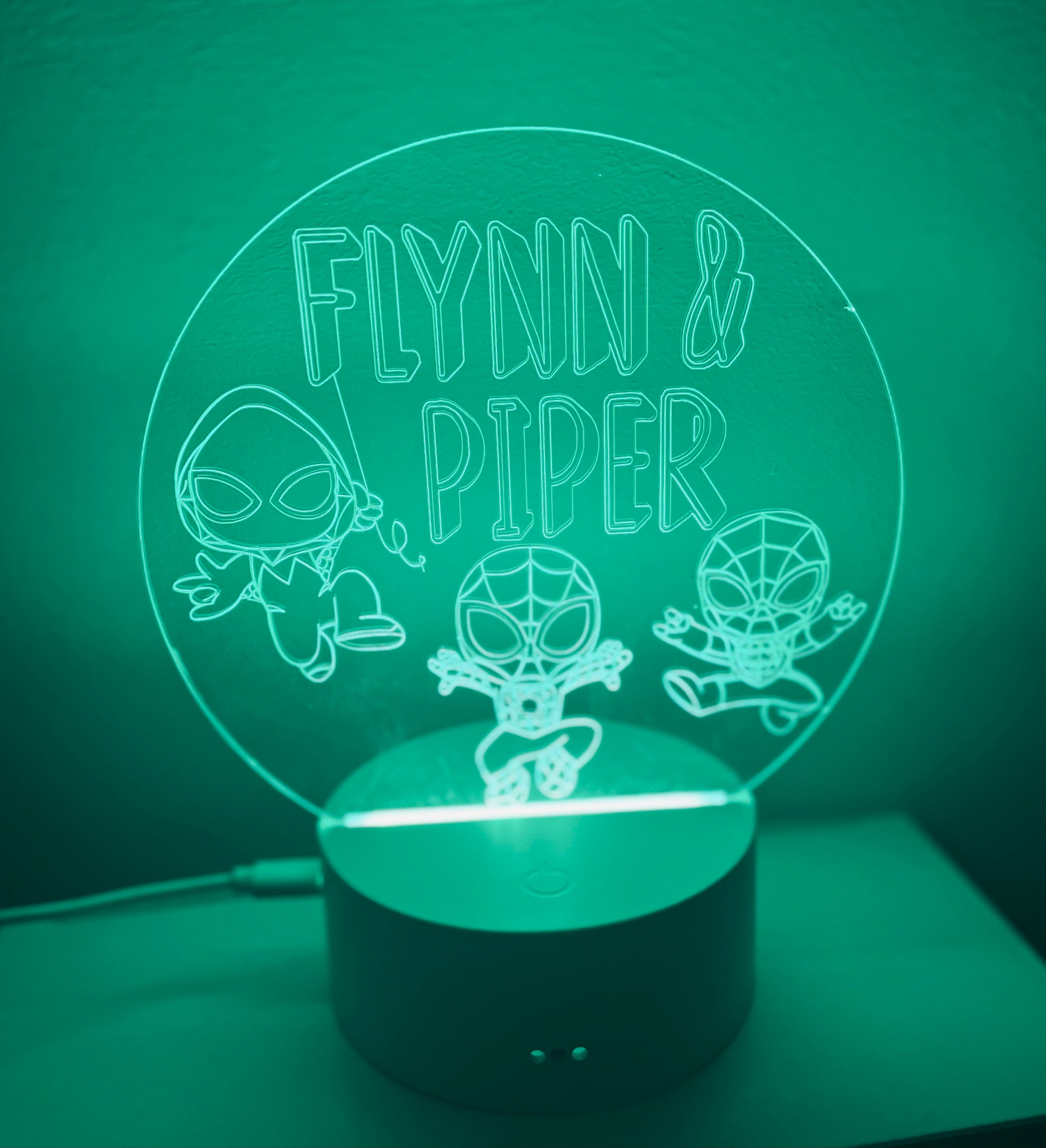 Spidey & Friends Themed LED Night Light - Comes Fully Personalised. Unique Gift Idea