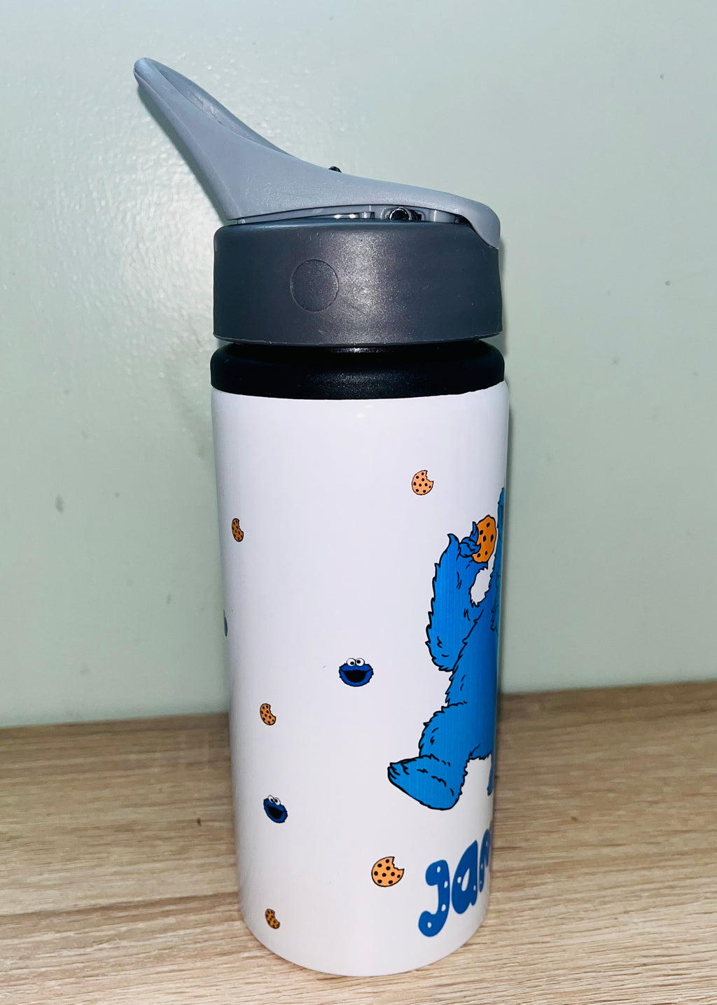 Character/Cookie Monster Themed Personalised 600ml Aluminium Water Bottles - made with your favourite characters! School Water Bottle, Summer Ready.