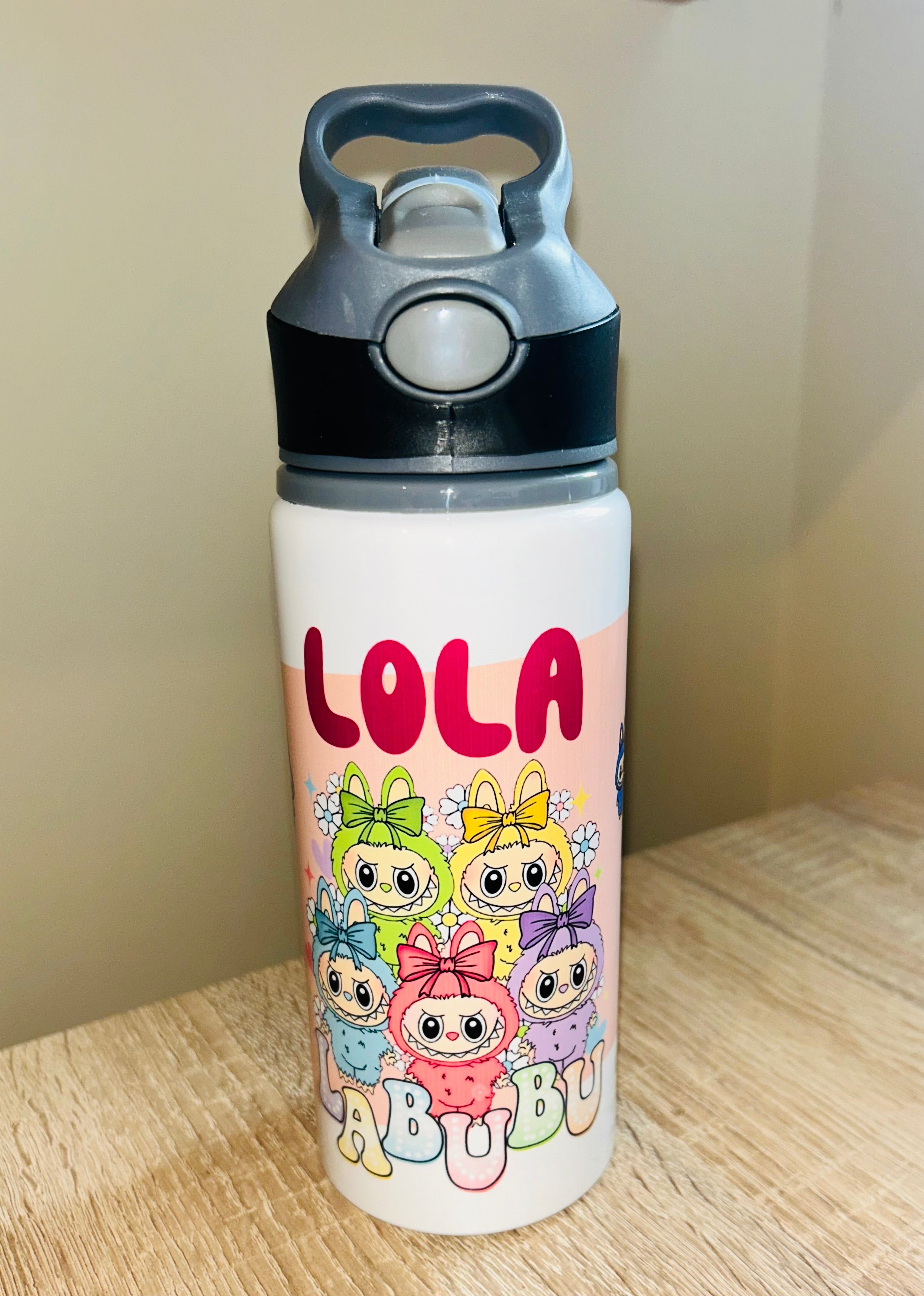 Character/Labubu Themed Personalised 600ml Aluminium Water Bottles - made with your favourite characters! School Water Bottle, Summer Ready.