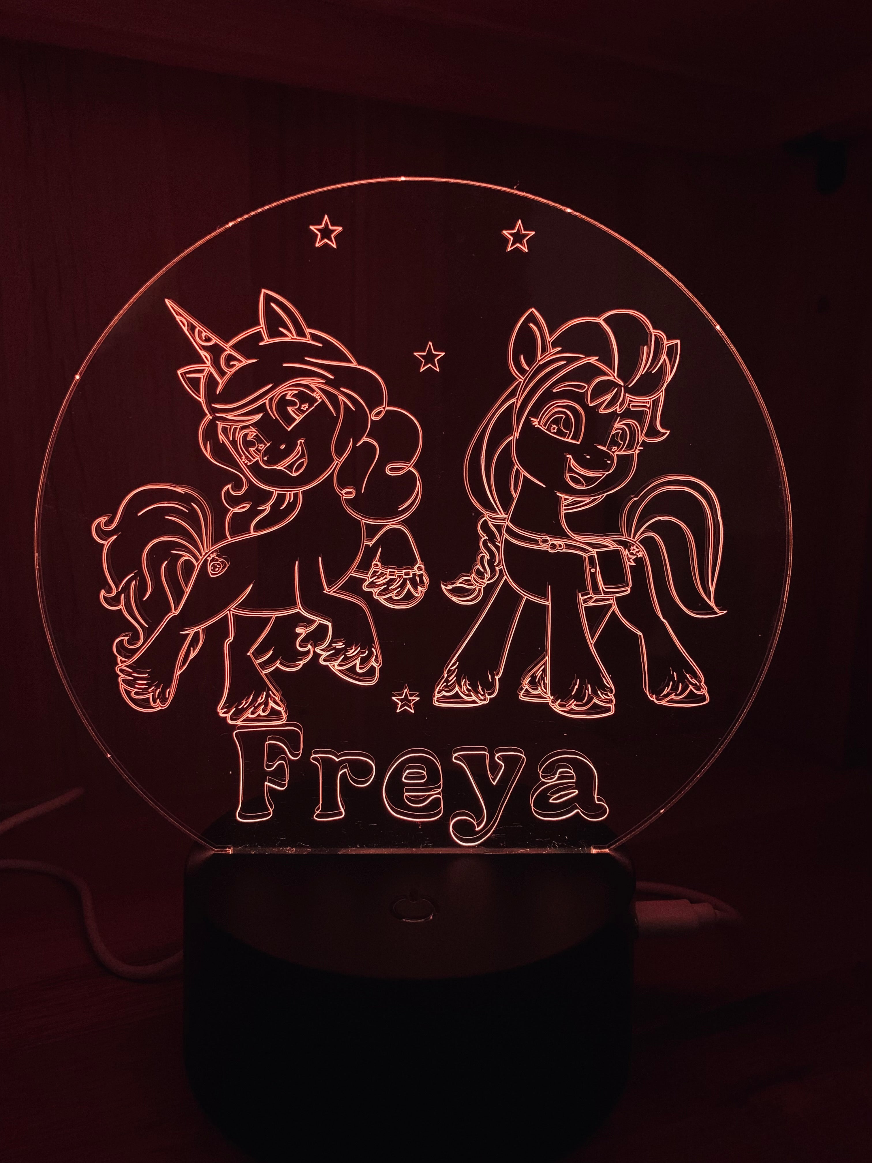Pony Themed LED Night Light - Comes Fully Personalised. Unique Gift Idea