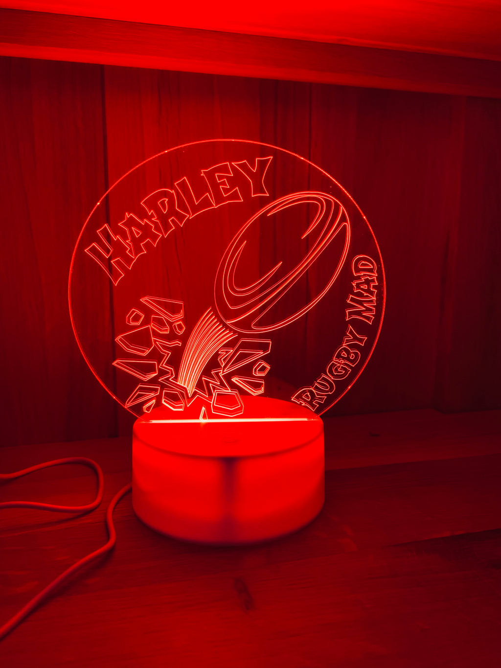 Rugby Themed LED Night Light - Comes Fully Personalised. Unique Gift Idea