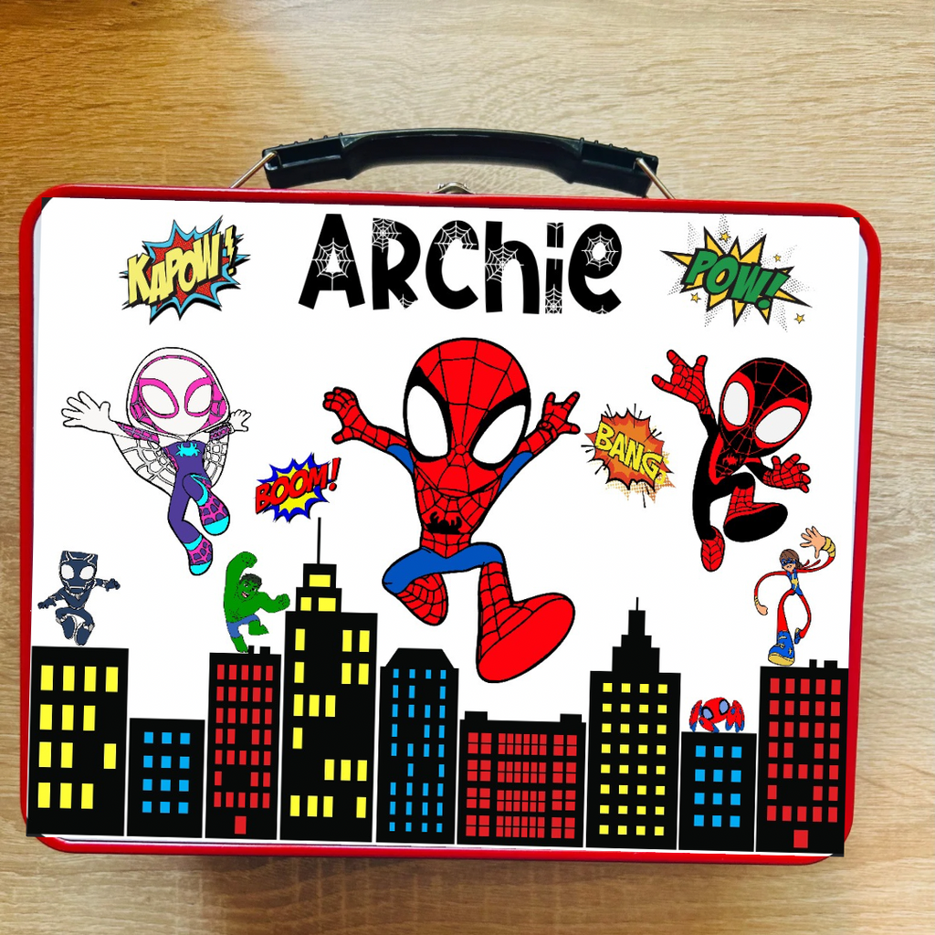 Avengers/Superheroes Themed Personalised Metal Lunch Box With Handle, Carry Case, Back To School, Lunch Box, Gift For Kids, Birthday Gift