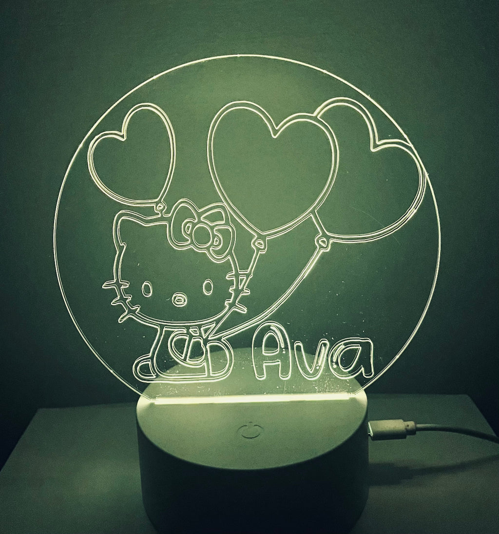 Character/Hello Kitty Themed LED Night Light - Comes Fully Personalised. Unique Gift Idea