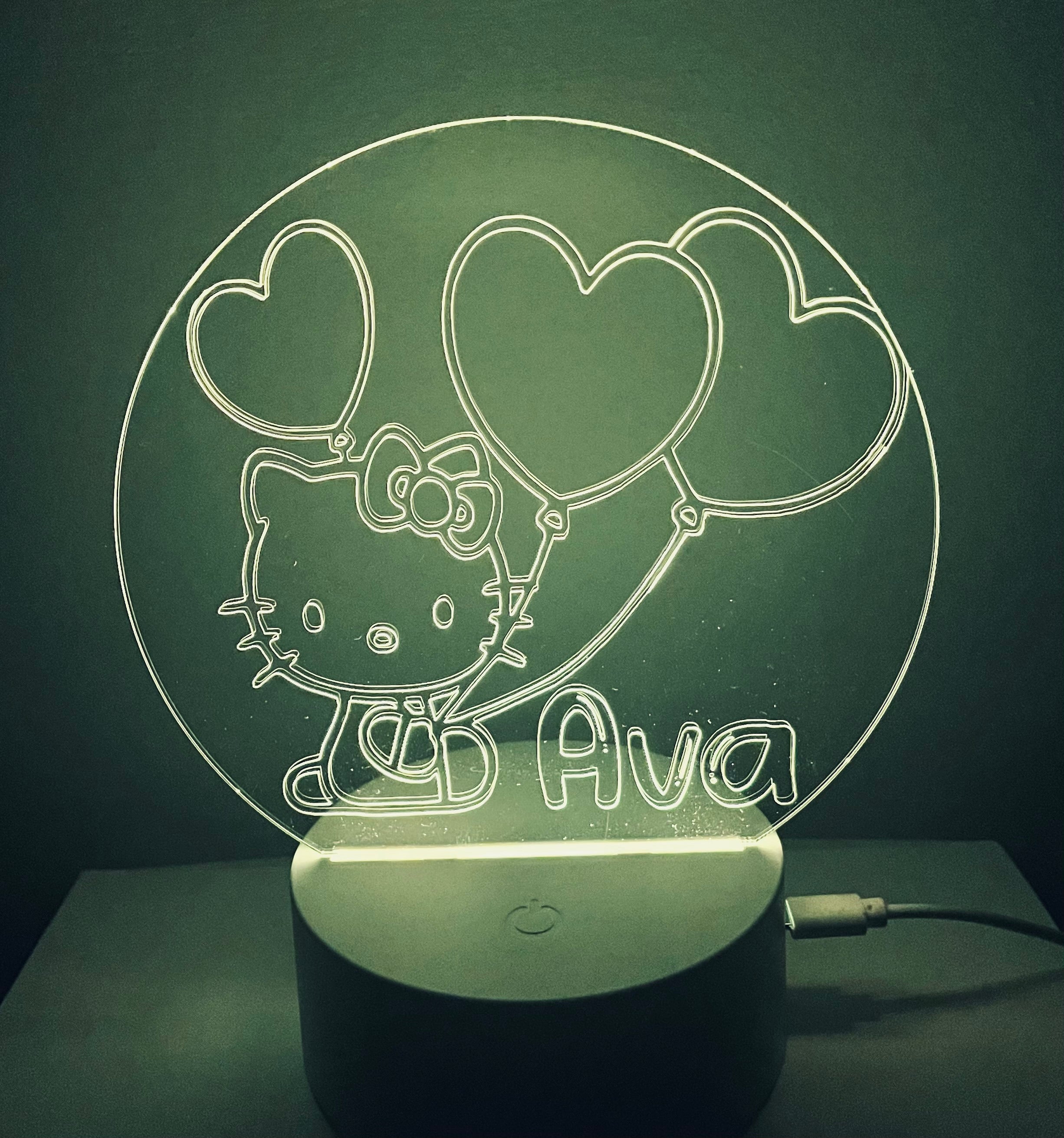 Character/Hello Kitty Themed LED Night Light - Comes Fully Personalised. Unique Gift Idea