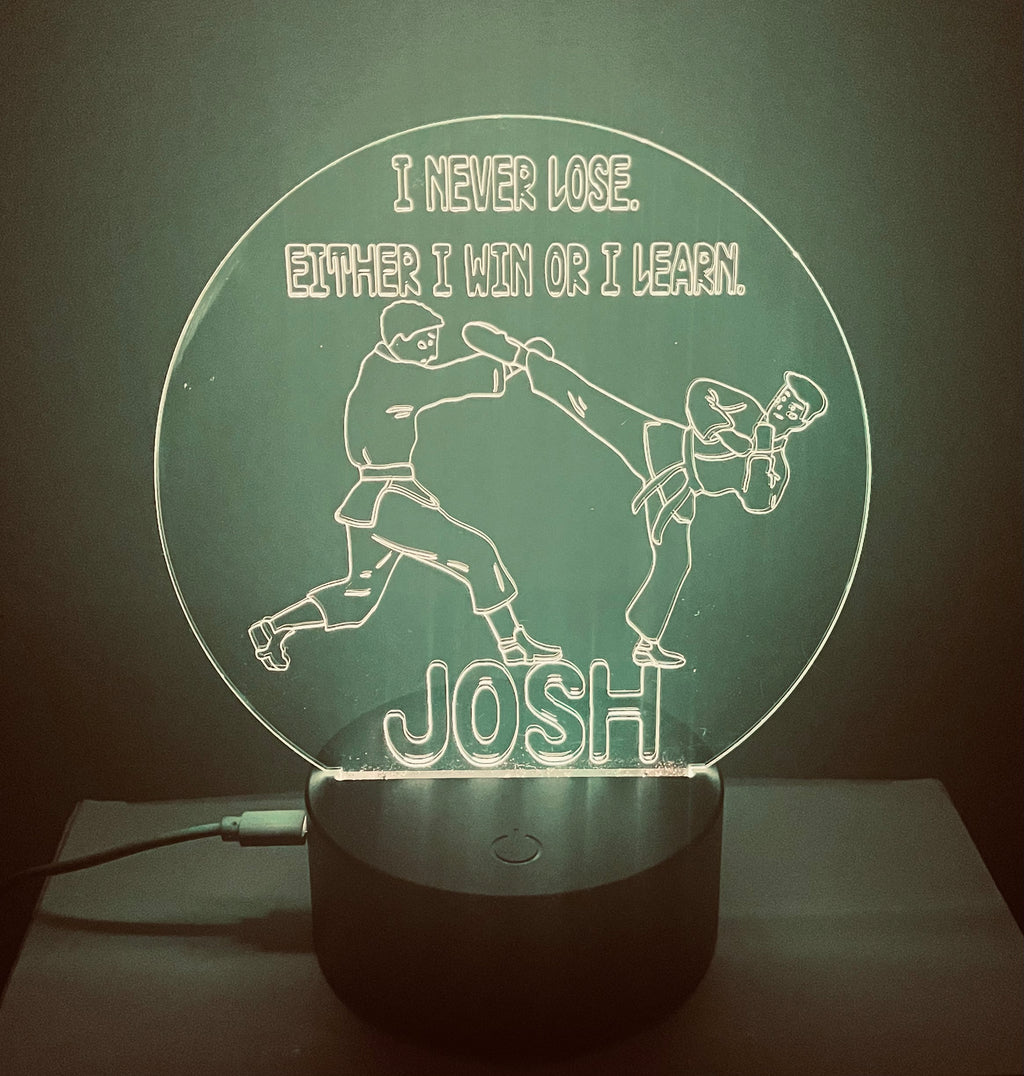 Martial Arts Themed LED Night Light - Comes Fully Personalised. Unique Gift Idea