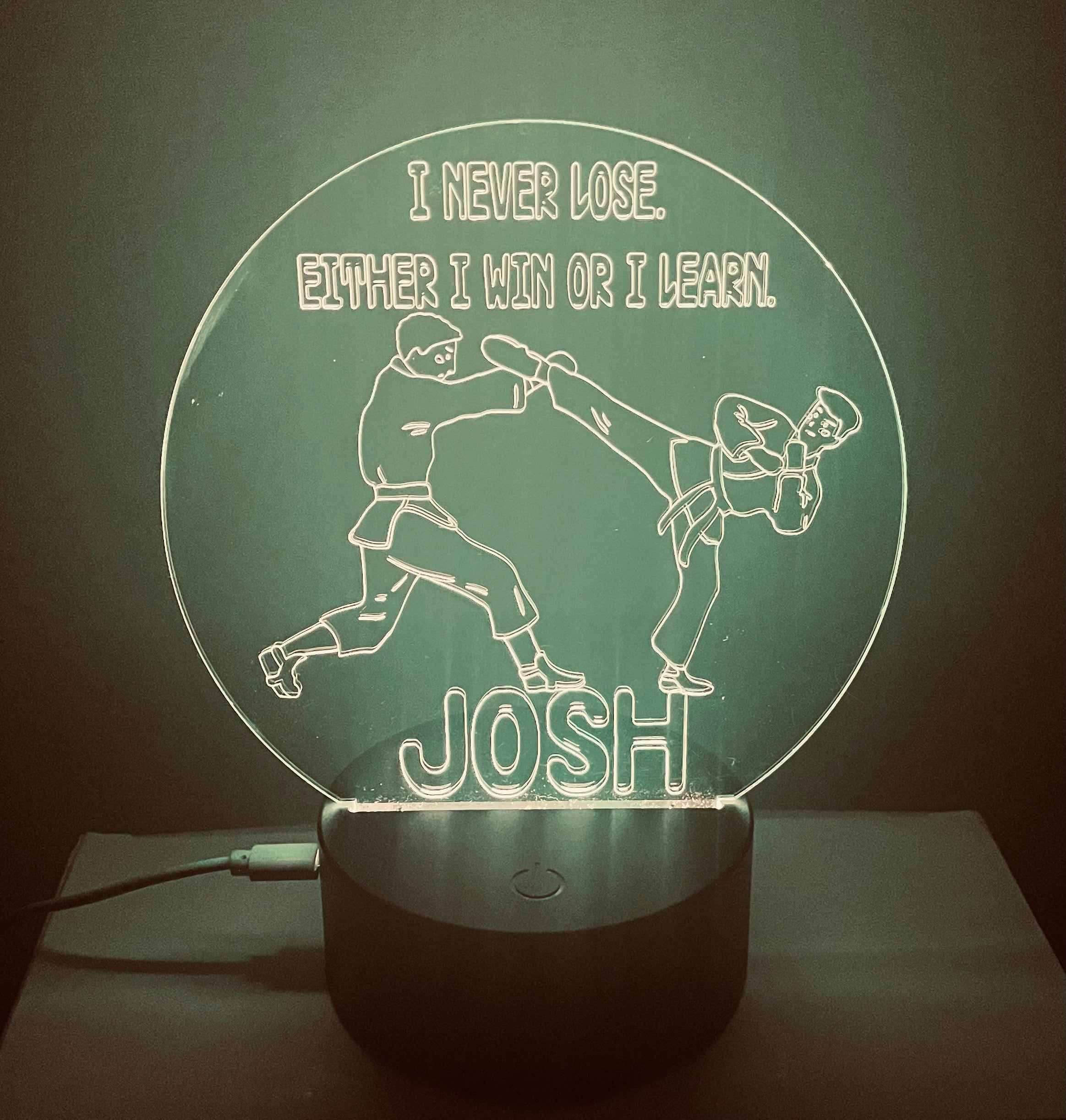Martial Arts Themed LED Night Light - Comes Fully Personalised. Unique Gift Idea