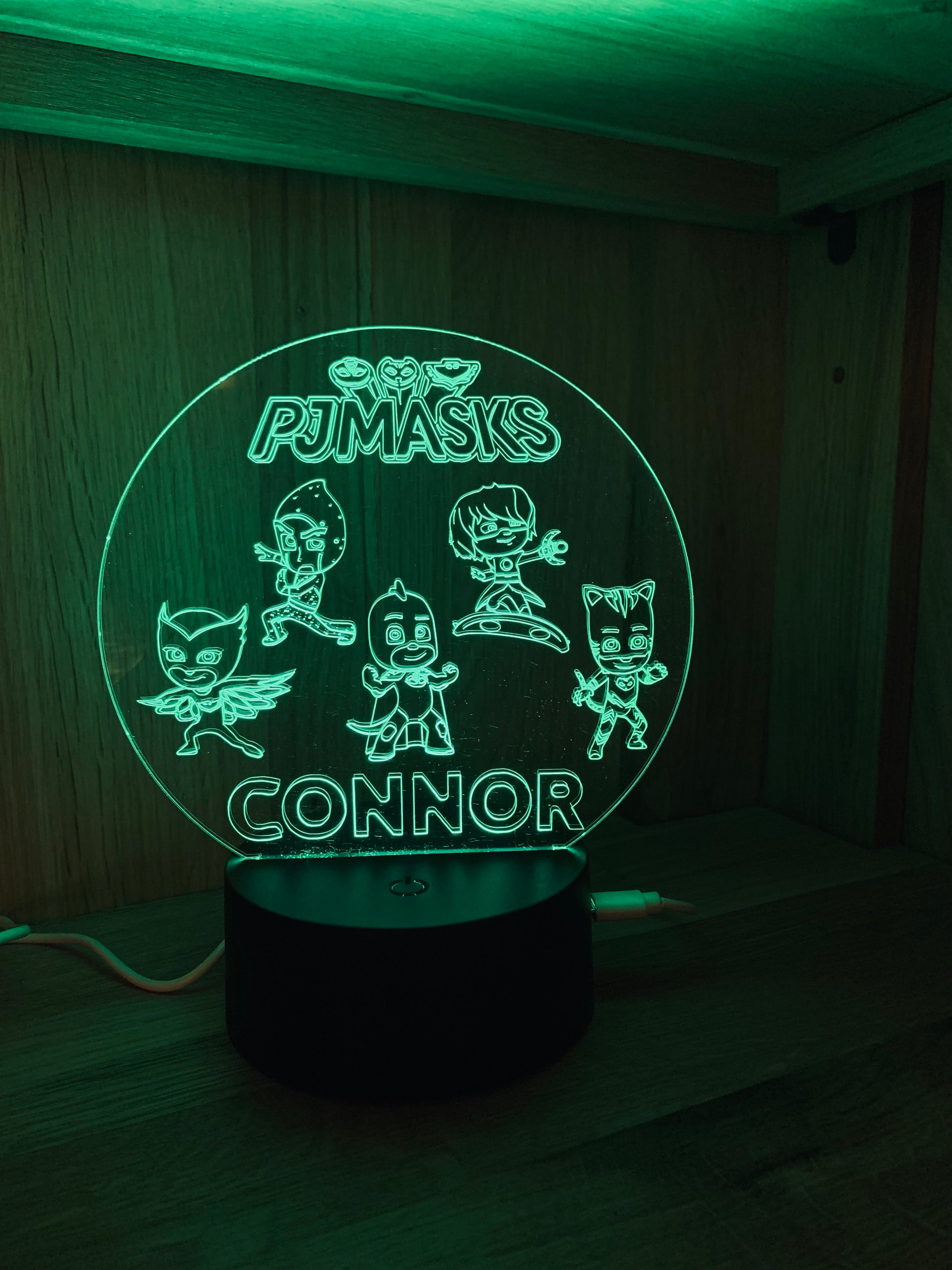 Character/PJ Masks Themed LED Night Light - Comes Fully Personalised. Unique Gift Idea