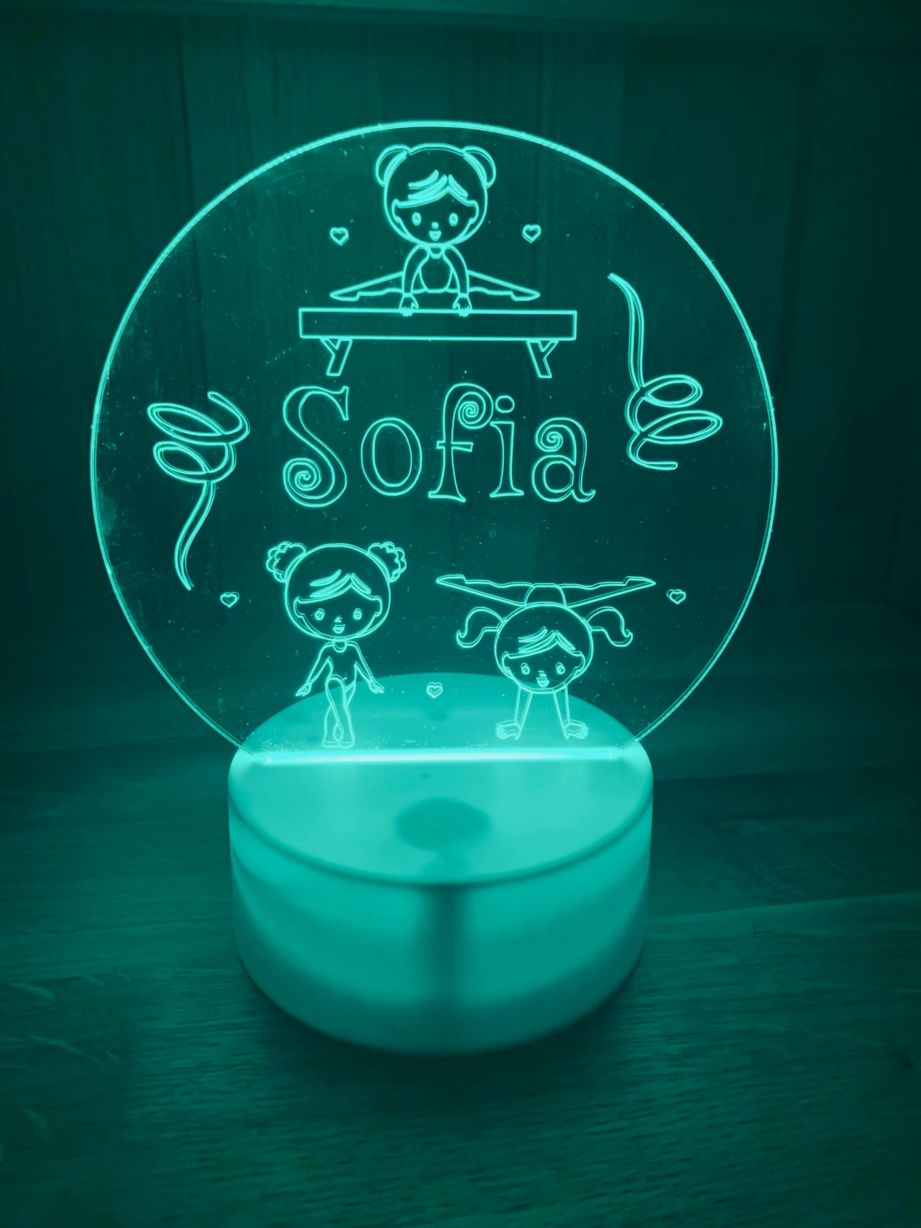 Gymnastics Themed LED Night Light - Comes Fully Personalised. Unique Gift Idea