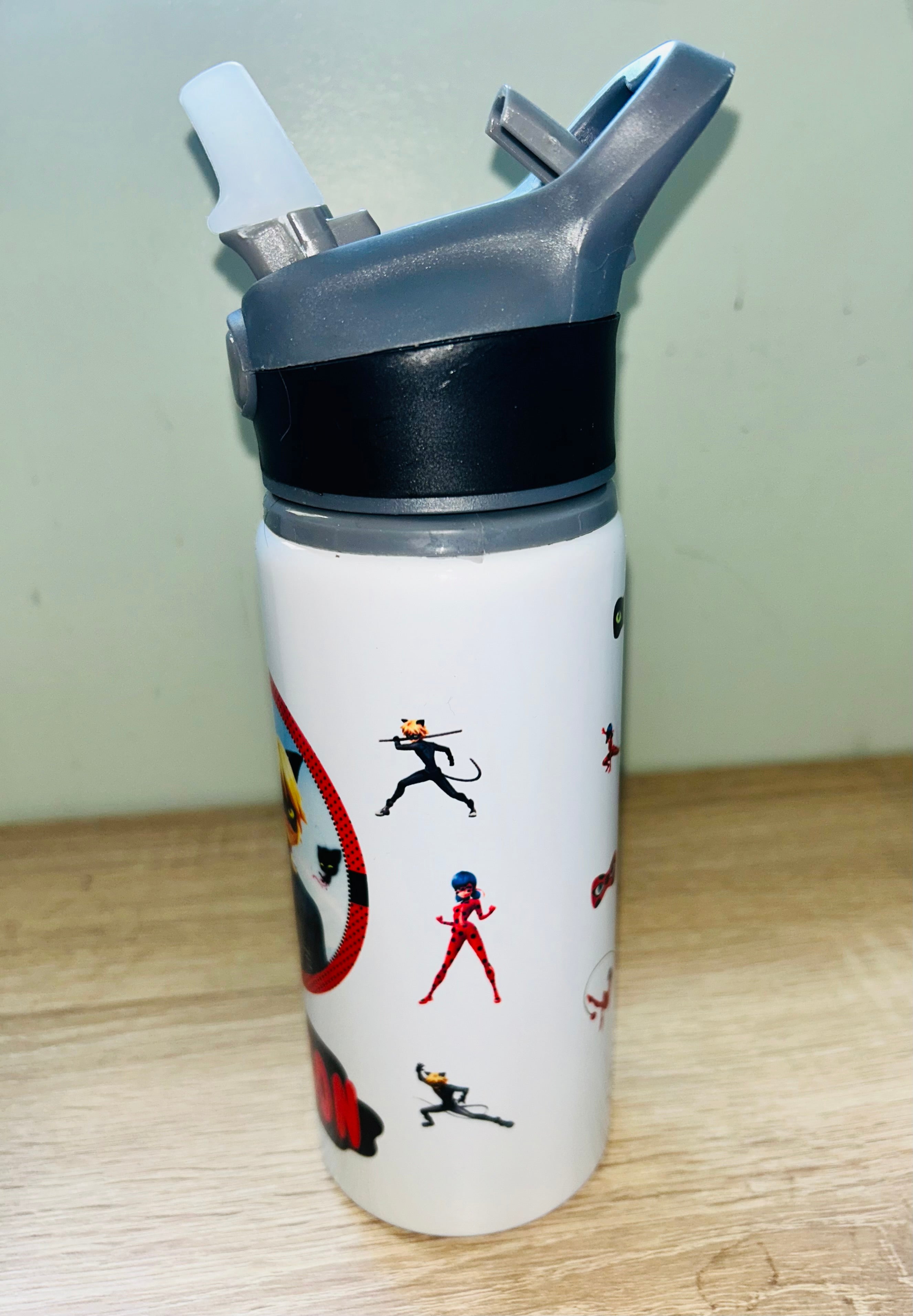Character/Miraculous Themed Personalised 600ml Aluminium Water Bottles - made with your favourite characters! School Water Bottle, Summer Ready.