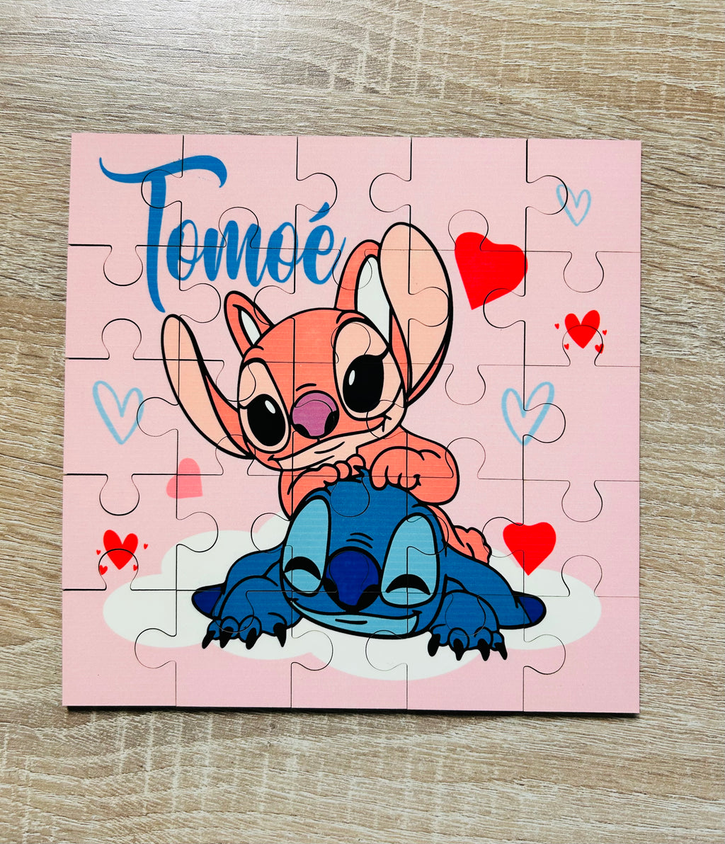 Bunny Themed Personalised Jigsaw Puzzle, Children's Custom Jigsaw, 24 Piece Wooden Puzzle, Birthday gift,  Personalised Gift. Heart Shape