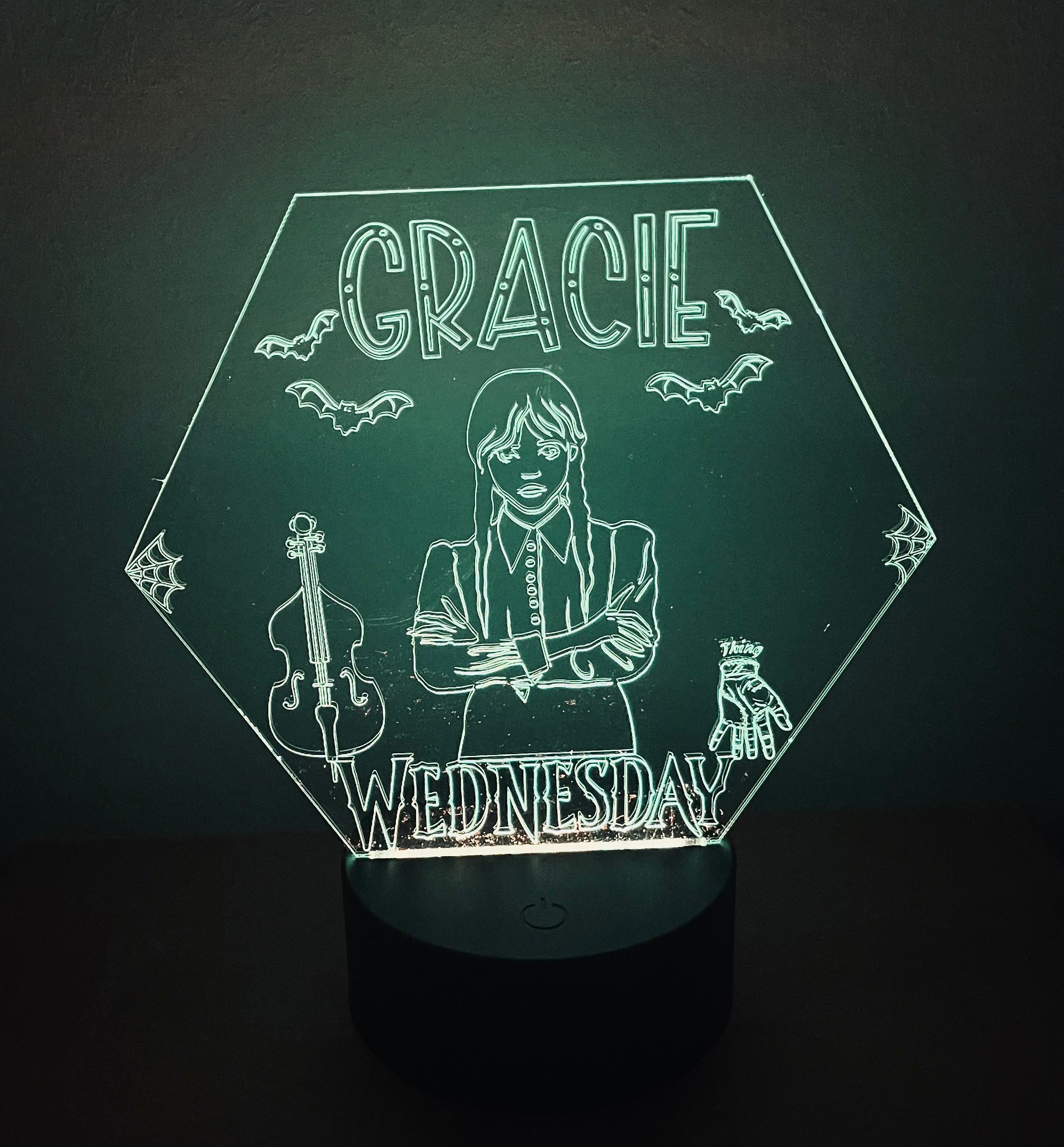 Wednesday Themed LED Night Light - Comes Fully Personalised. Unique Gift Idea