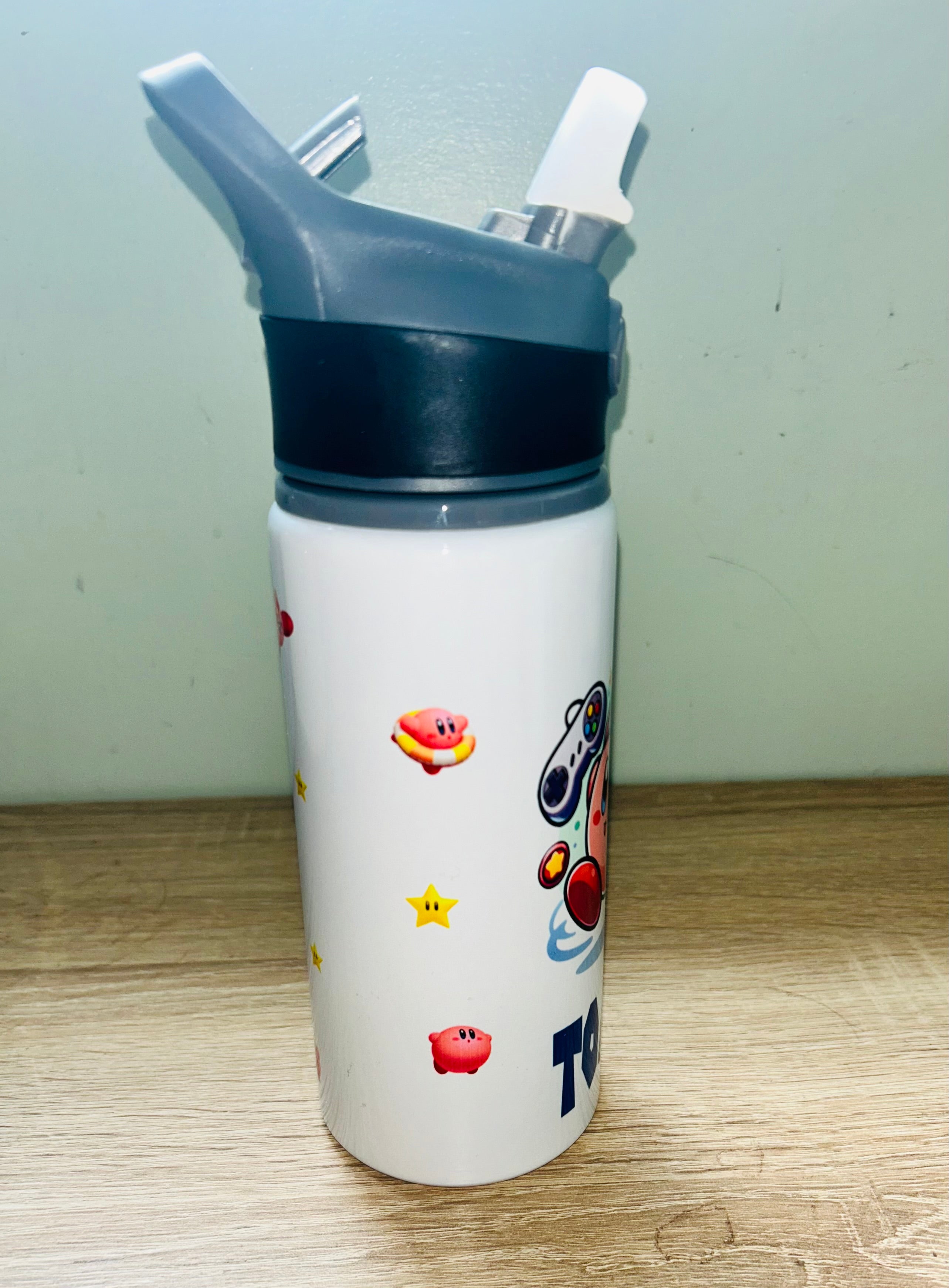 Character/Kirby Themed Personalised 600ml Aluminium Water Bottles - made with your favourite characters! School Water Bottle, Summer Ready.