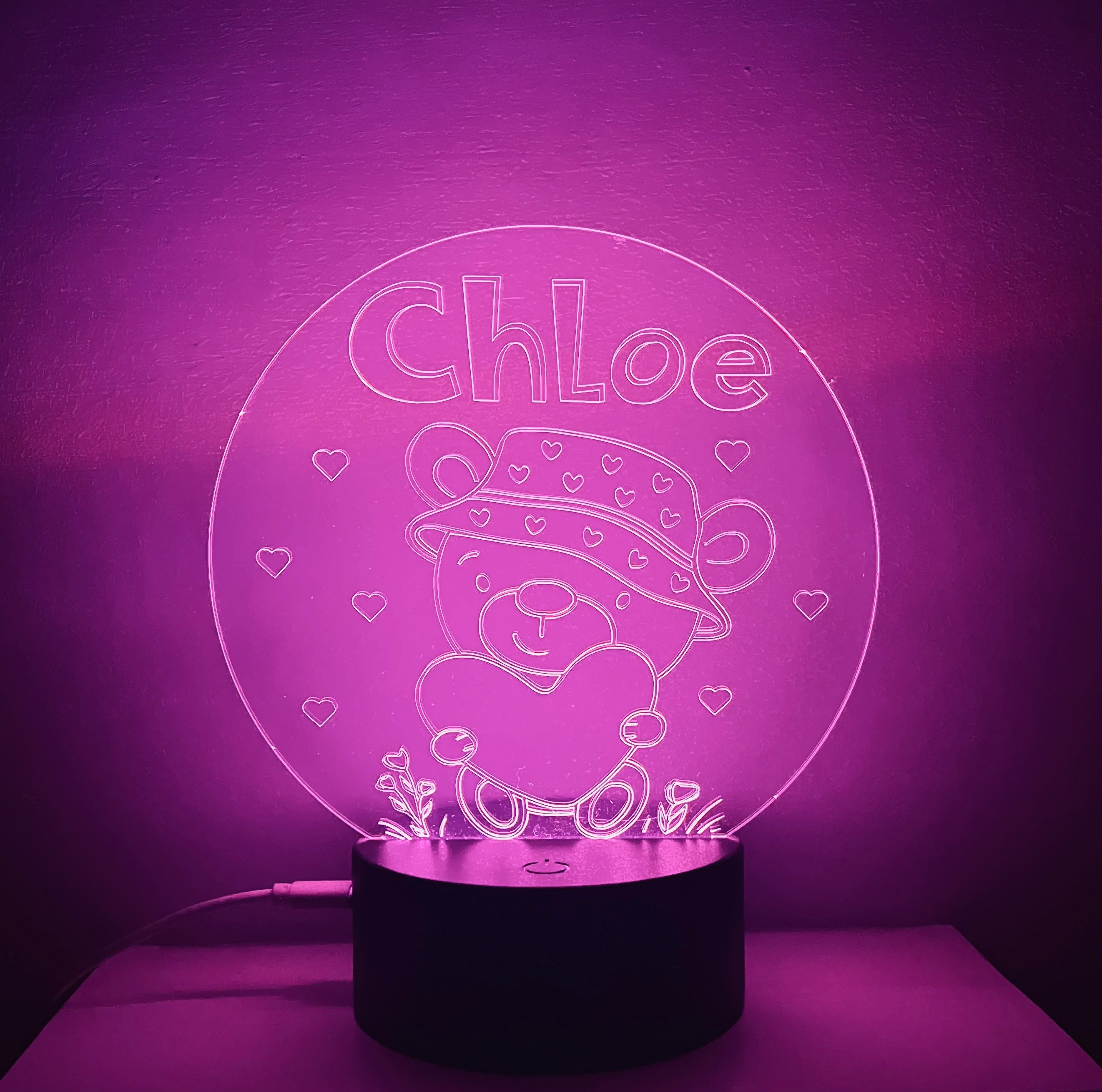 Cute Bear Themed LED Night Light - Comes Fully Personalised. Unique Gift Idea