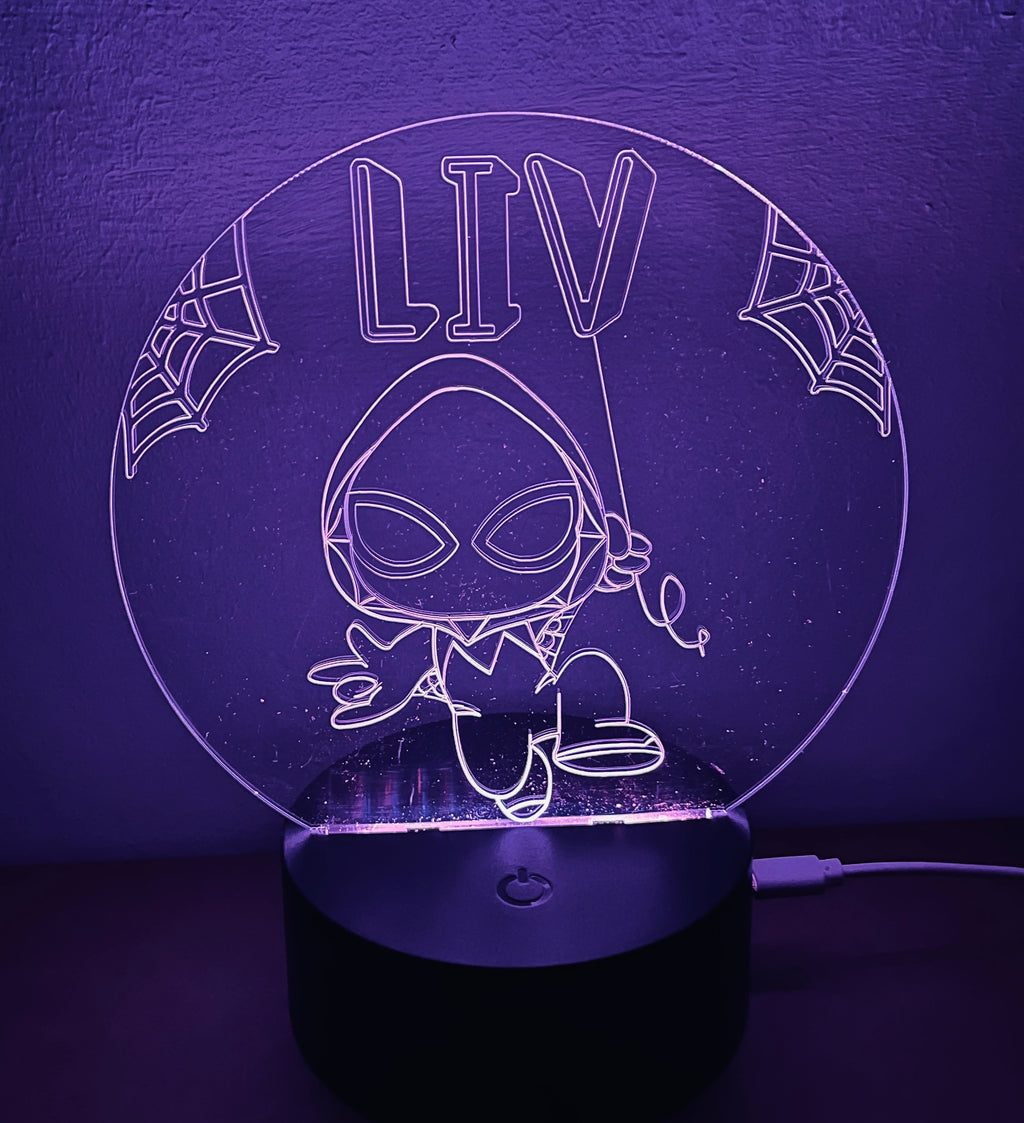Ghost Spidey Themed LED Night Light - Comes Fully Personalised. Unique Gift Idea