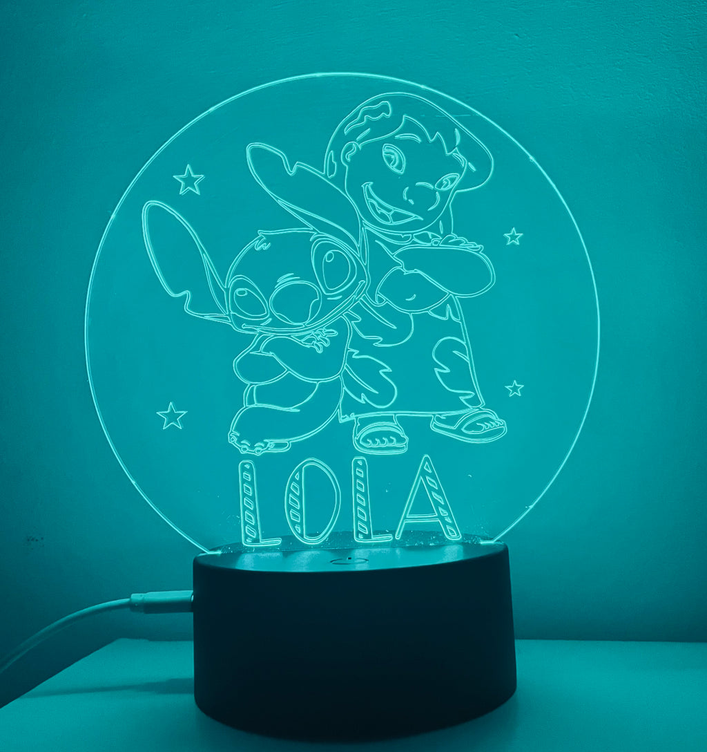 Lilo & Stitch Themed LED Night Light - Comes Fully Personalised. Unique Gift Idea