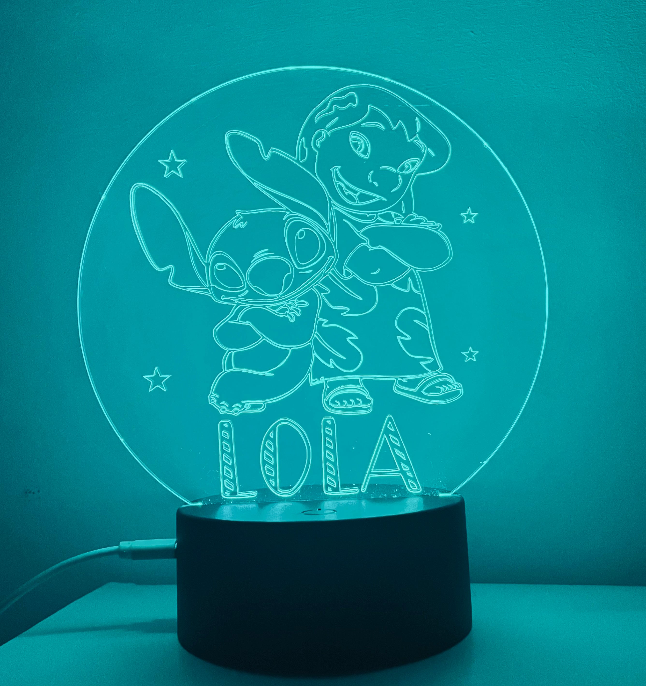 Lilo & Stitch Themed LED Night Light - Comes Fully Personalised. Unique Gift Idea