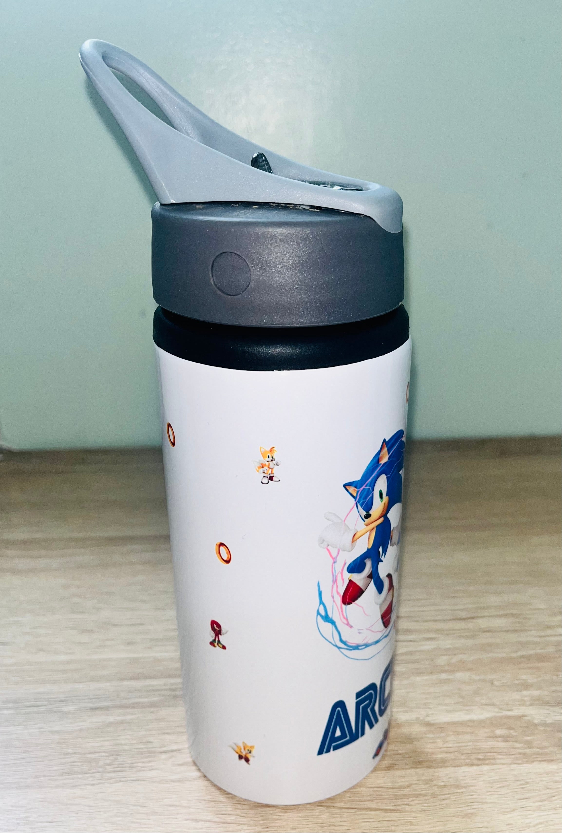 Character/hedgehog Themed Personalised 600ml Aluminium Water Bottles - made with your favourite characters! School Water Bottle, Summer Ready.