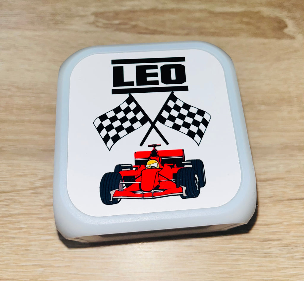 F1 Motorsport Design Personalised LED Cube Digital Alarm Clock - Colour Changing/Great Gift Idea