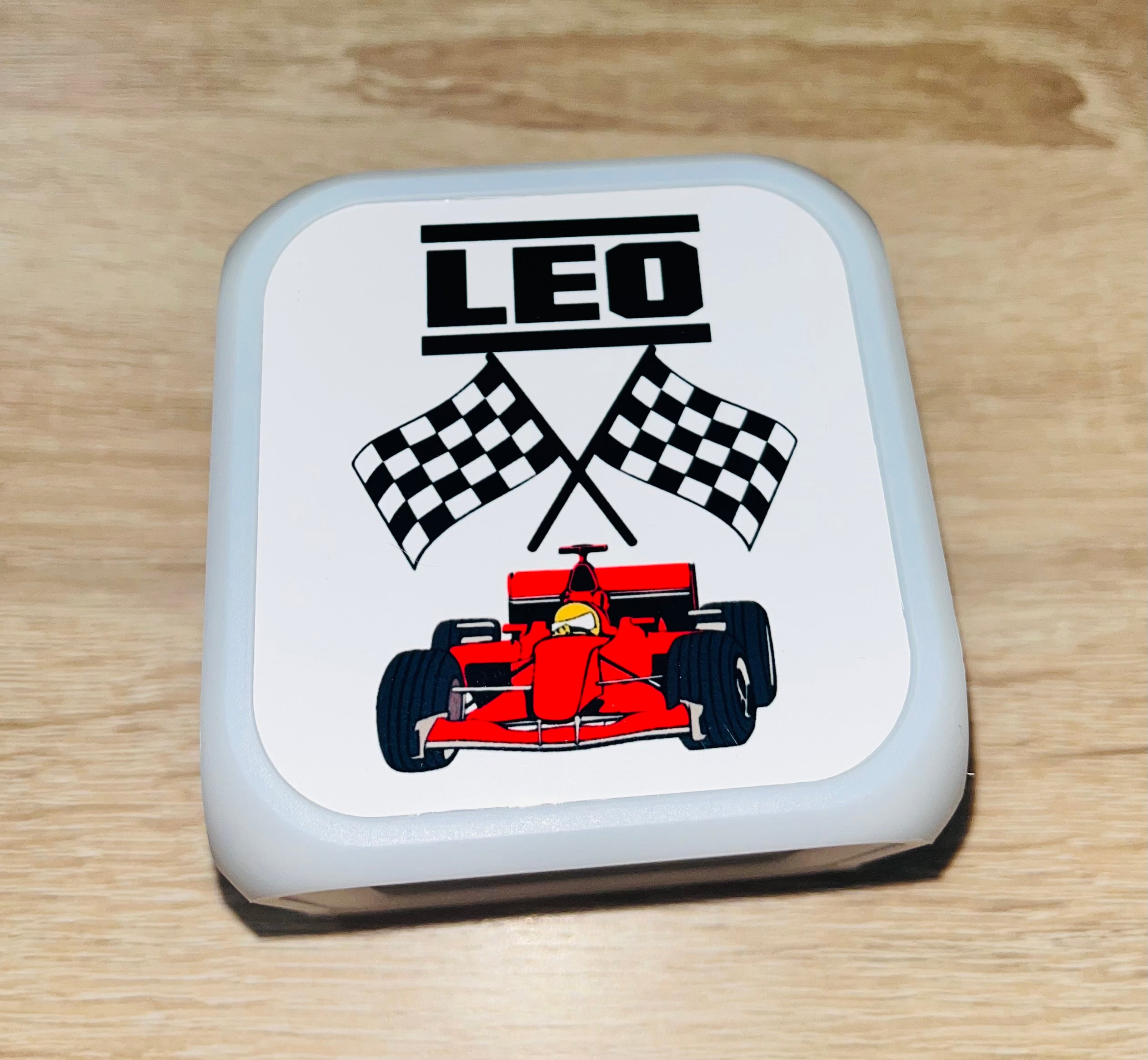 F1 Motorsport Design Personalised LED Cube Digital Alarm Clock - Colour Changing/Great Gift Idea