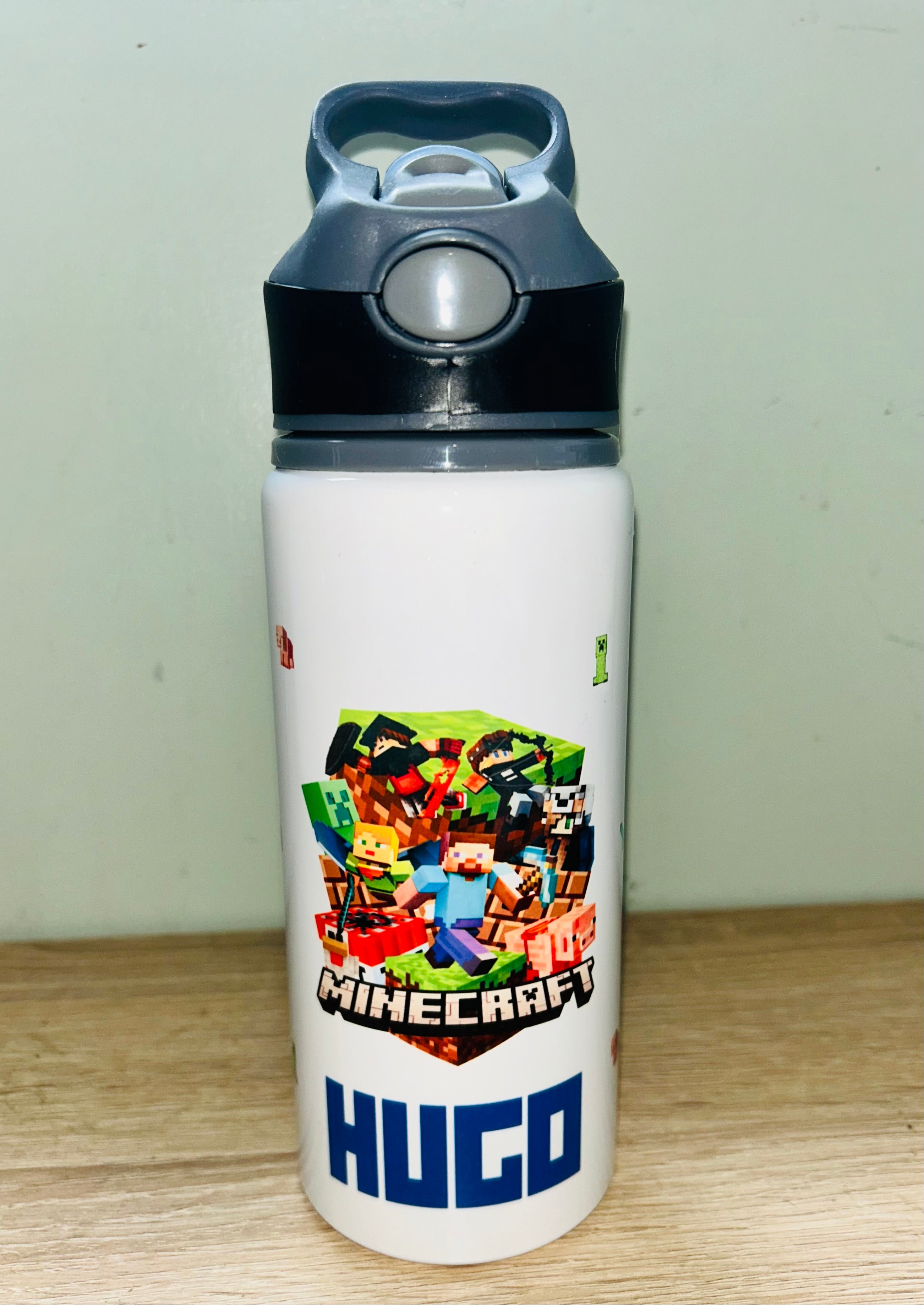 Gaming Themed Personalised 600ml Aluminium Water Bottles - made with your favourite characters! School Water Bottle, Summer Ready.