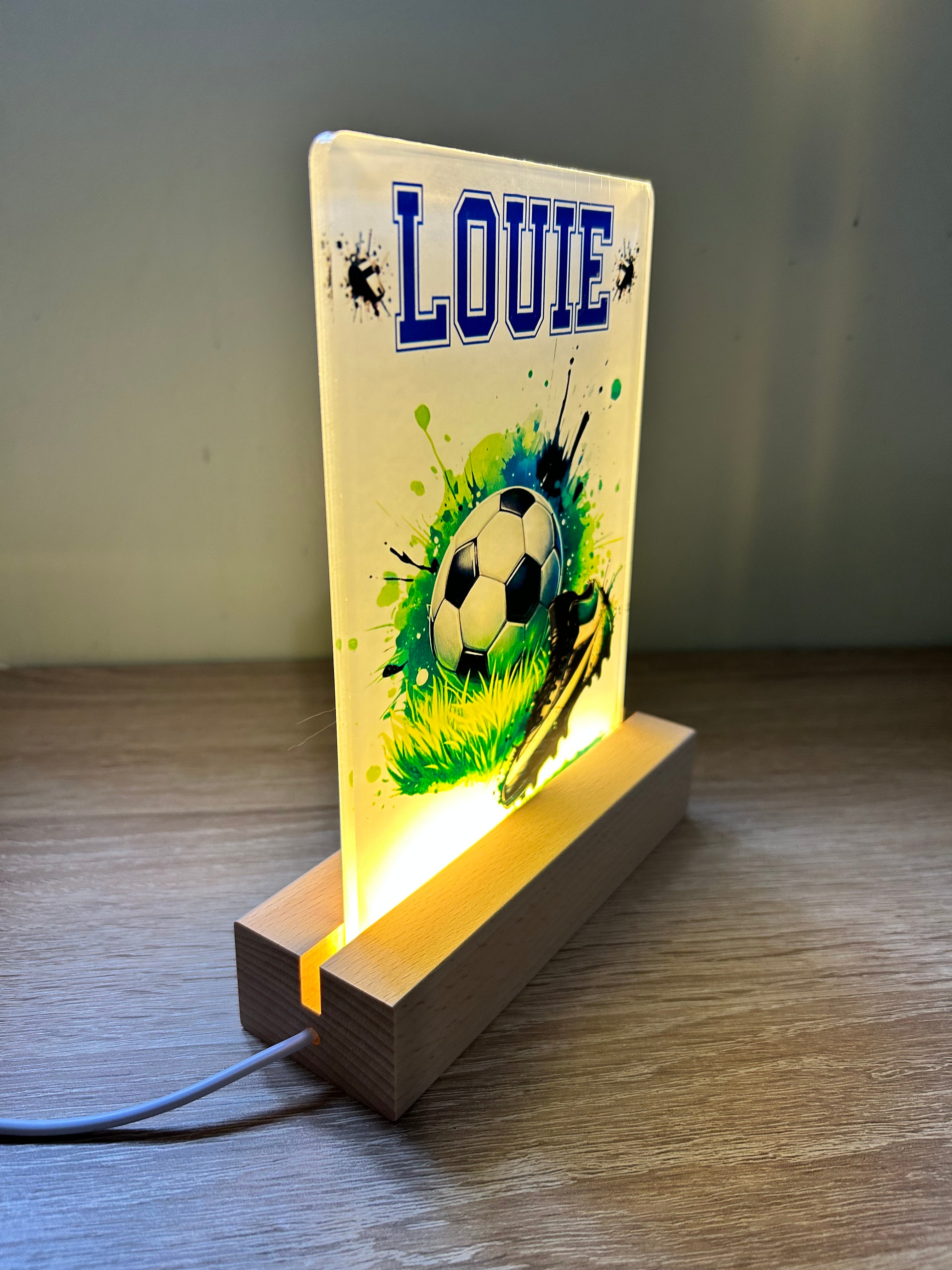 Football Themed Sub LED Night Light - Comes Fully Personalised. Unique Gift Idea.  Perfect for Bedroom. Christmas/Birthday Gift.