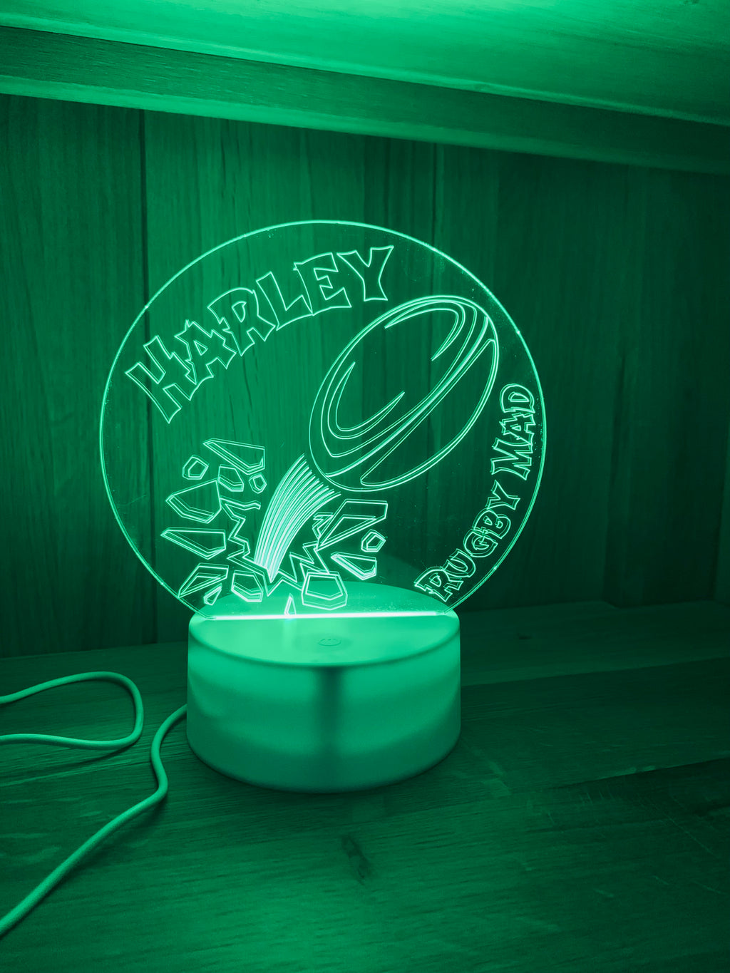 Rugby Themed LED Night Light - Comes Fully Personalised. Unique Gift Idea