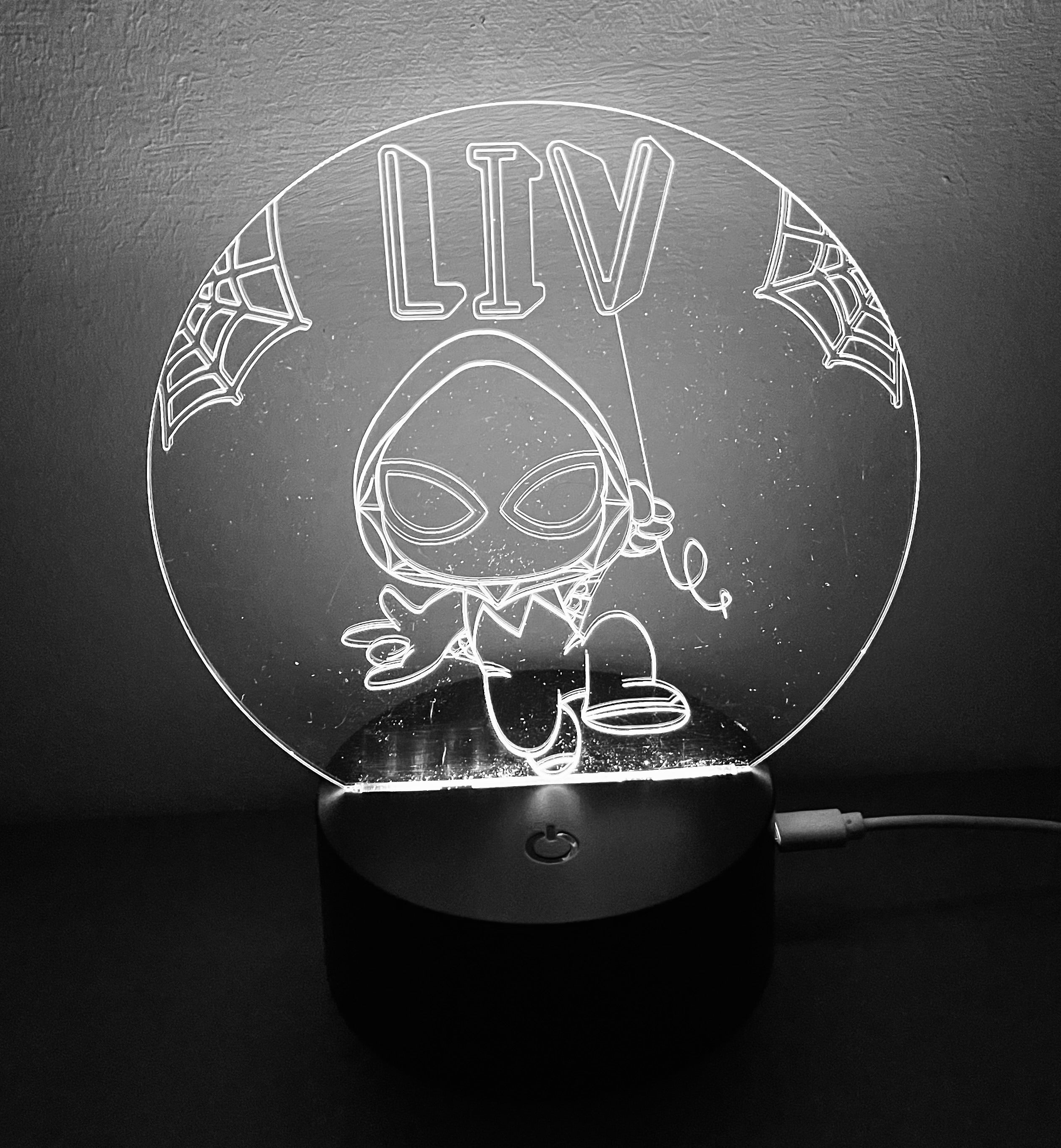 Ghost Spidey Themed LED Night Light - Comes Fully Personalised. Unique Gift Idea