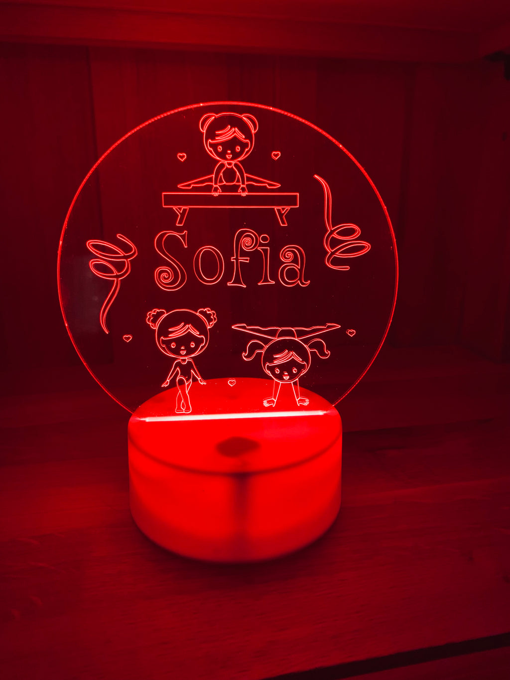 Gymnastics Themed LED Night Light - Comes Fully Personalised. Unique Gift Idea