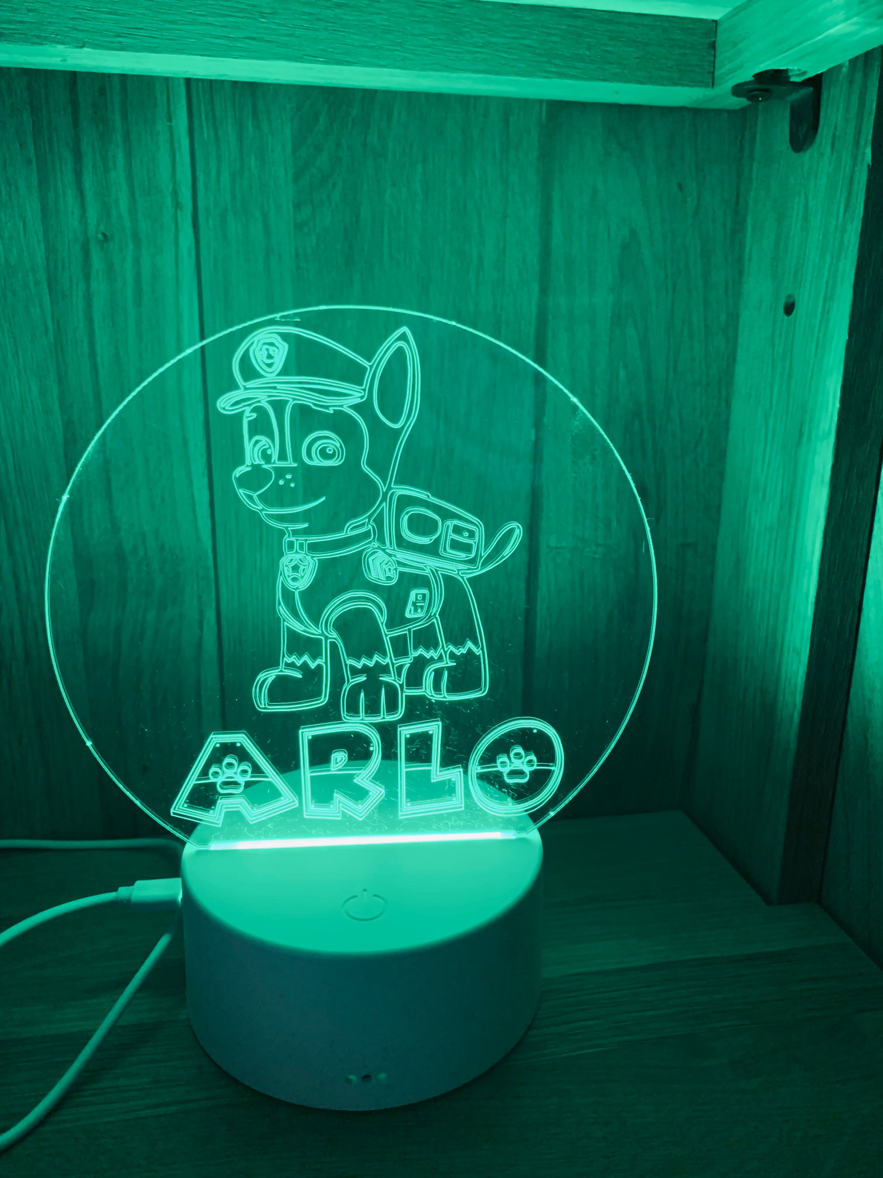 Character/Dog Themed LED Night Light - Comes Fully Personalised. Unique Gift Idea