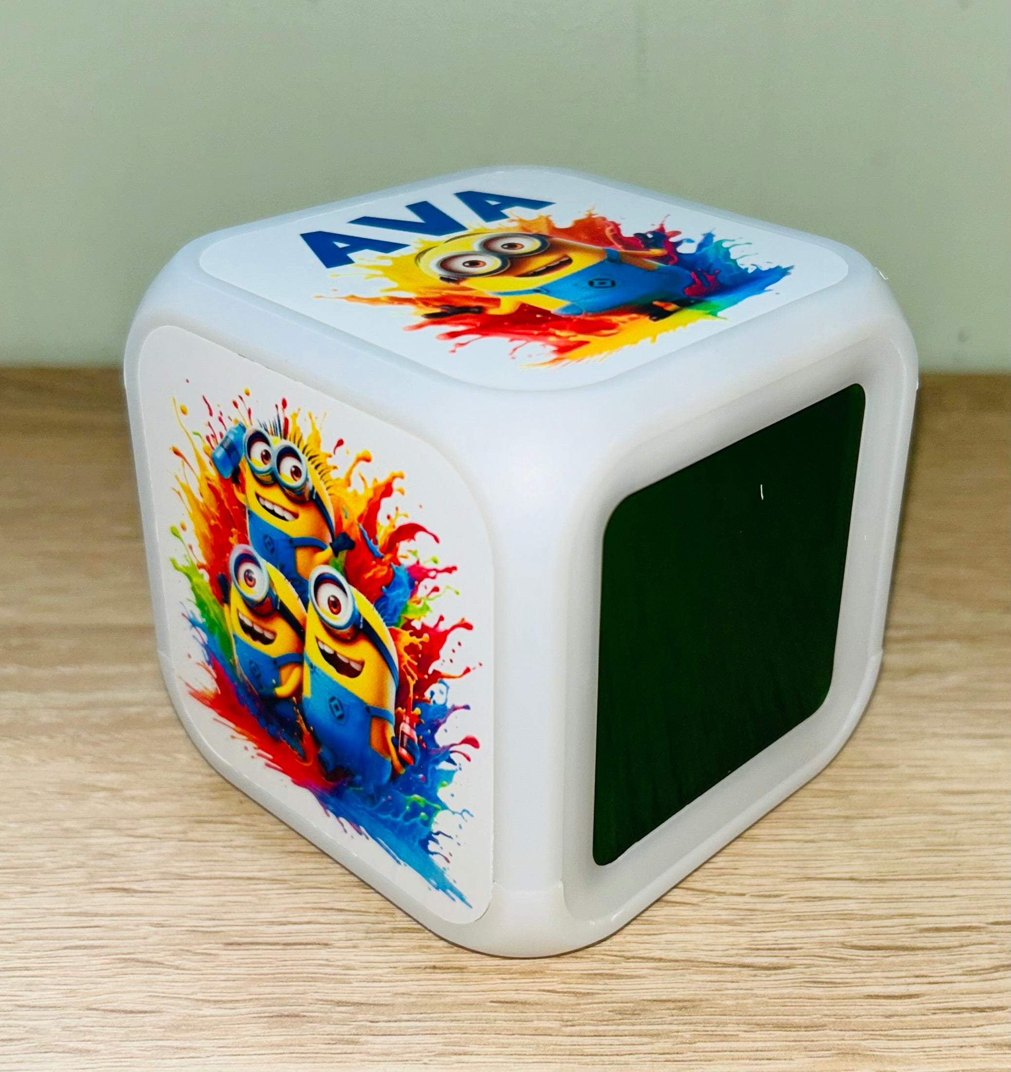 Character/Minions Design Personalised LED Cube Digital Alarm Clock - Colour Changing/Great Gift Idea