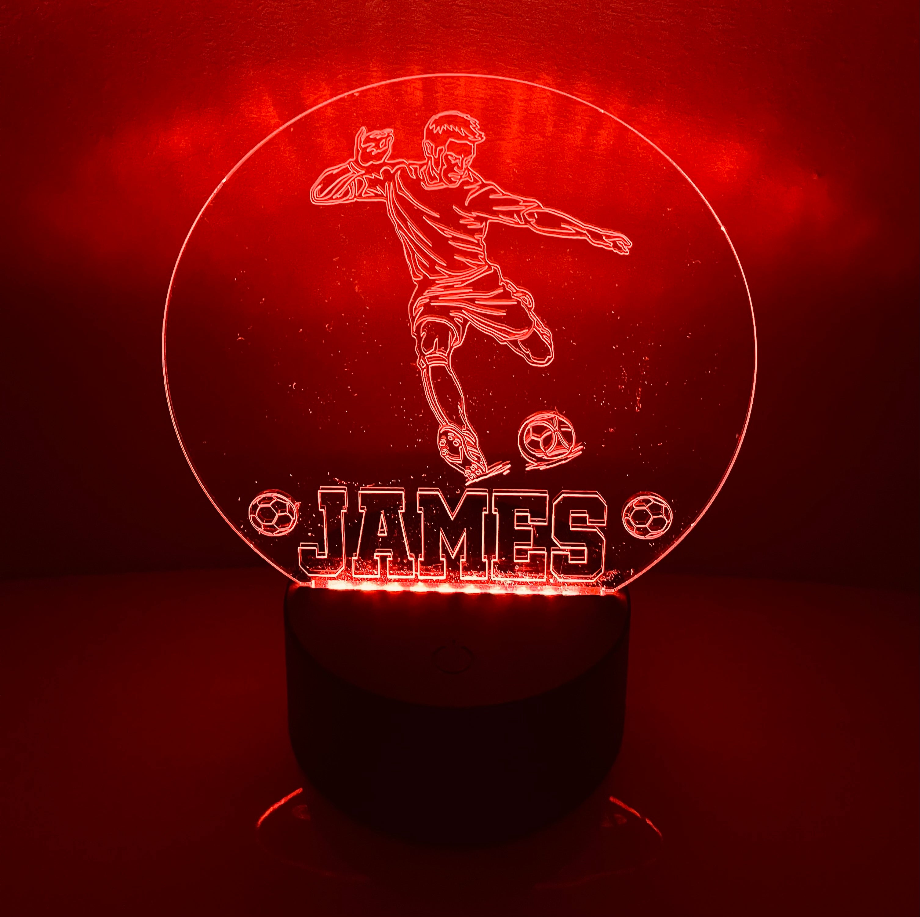 Football Themed LED Night Light - Comes Fully Personalised. Unique Gift Idea