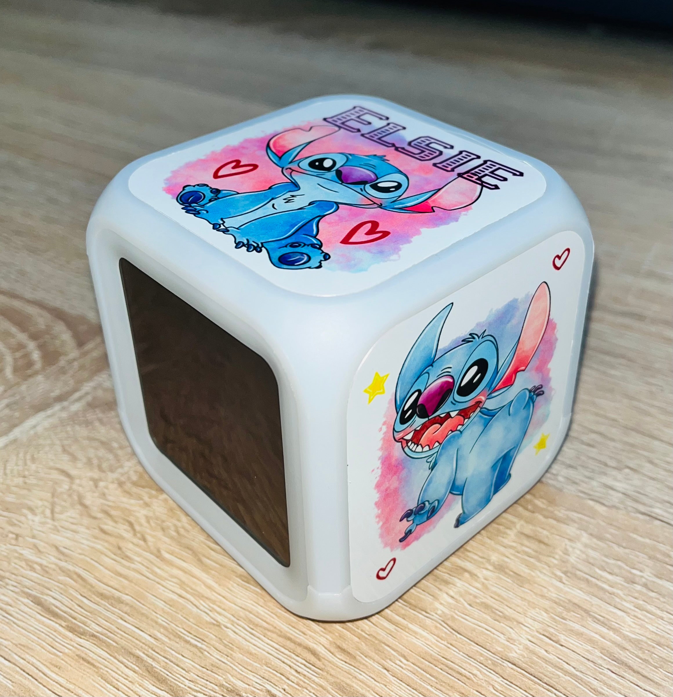 Stitch Design Personalised LED Cube Digital Alarm Clock - Colour Changing/Great Gift Idea