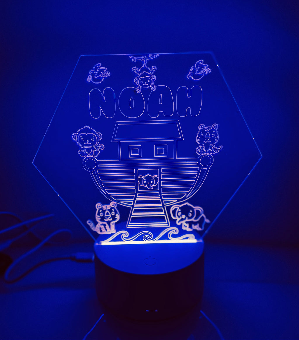 Noah’s Ark Themed LED Night Light - Comes Fully Personalised. Unique Gift Idea