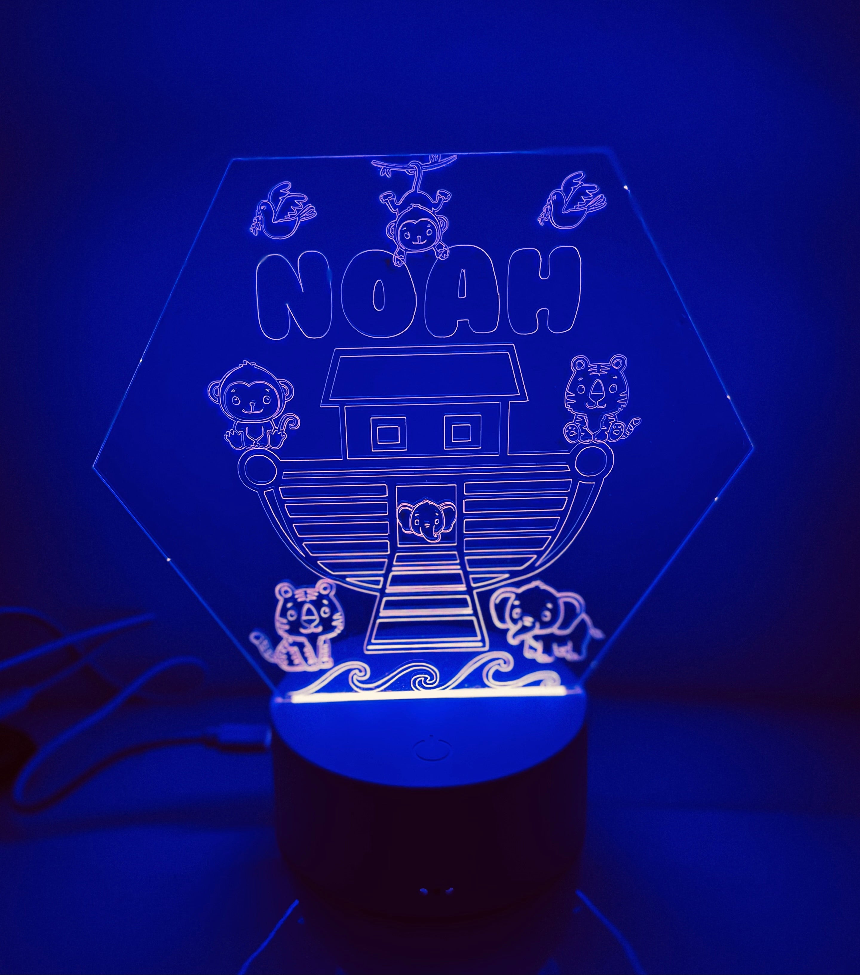 Noah’s Ark Themed LED Night Light - Comes Fully Personalised. Unique Gift Idea