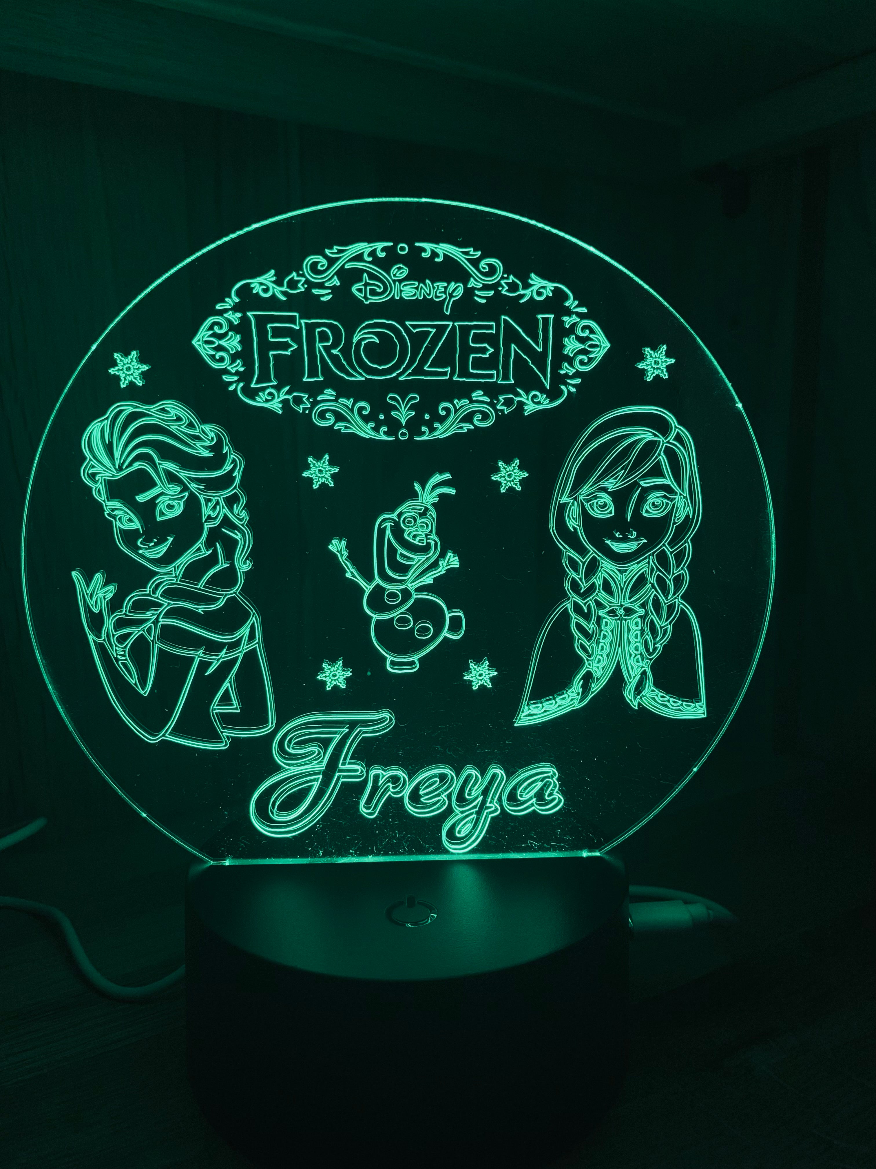 Princess/Frozen Themed LED Night Light - Comes Fully Personalised. Unique Gift Idea
