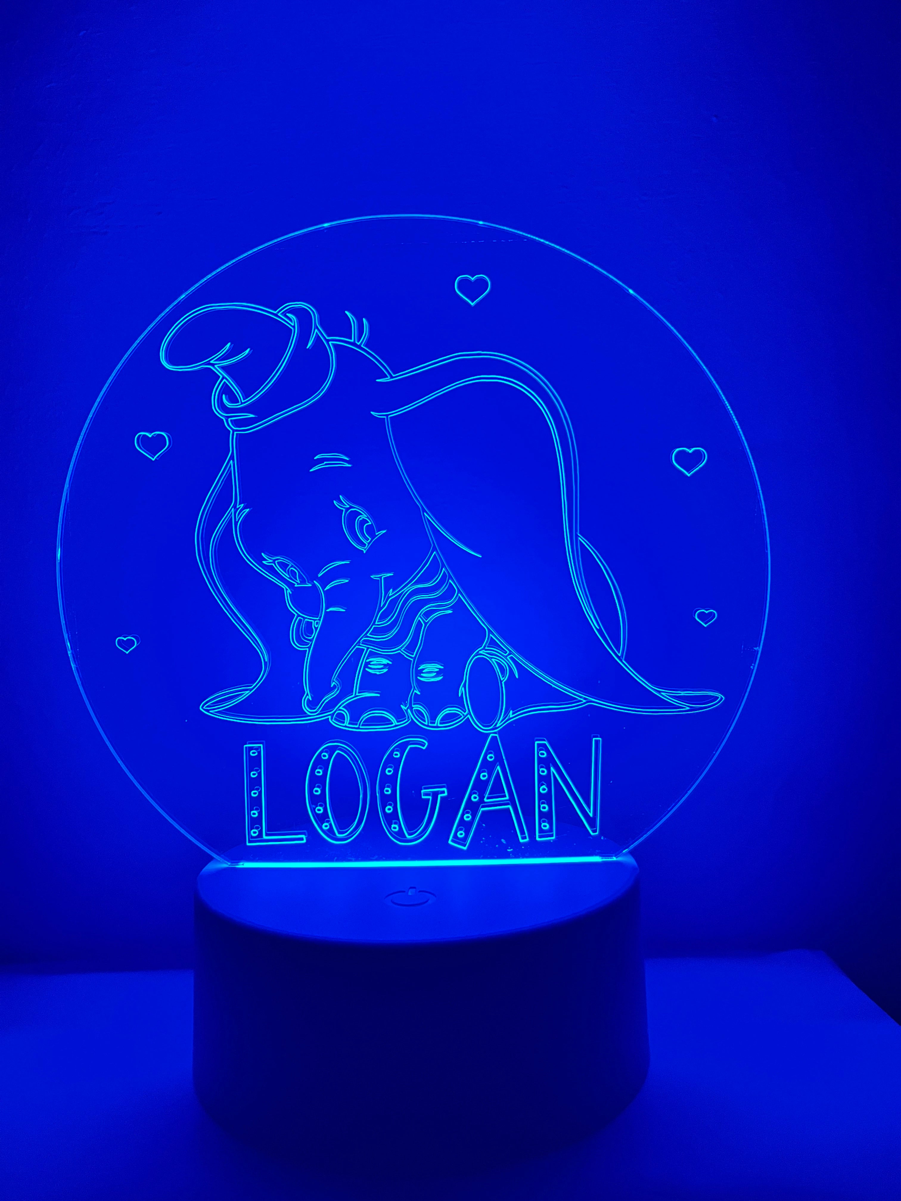 Character /Dumbo Themed LED Night Light - Comes Fully Personalised. Unique Gift Idea