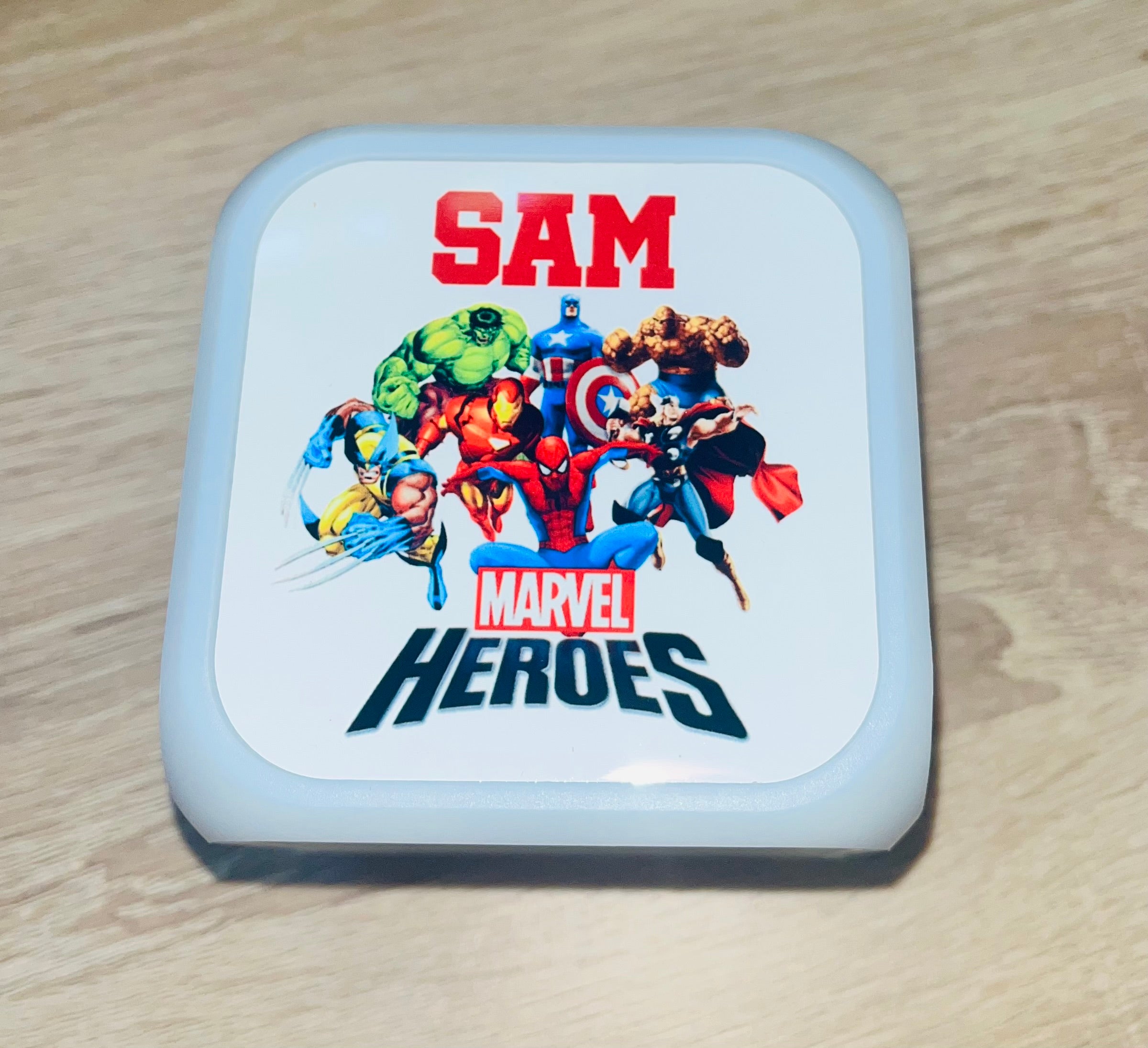 Superheroes  Design Personalised LED Cube Digital Alarm Clock - Colour Changing/Great Gift Idea