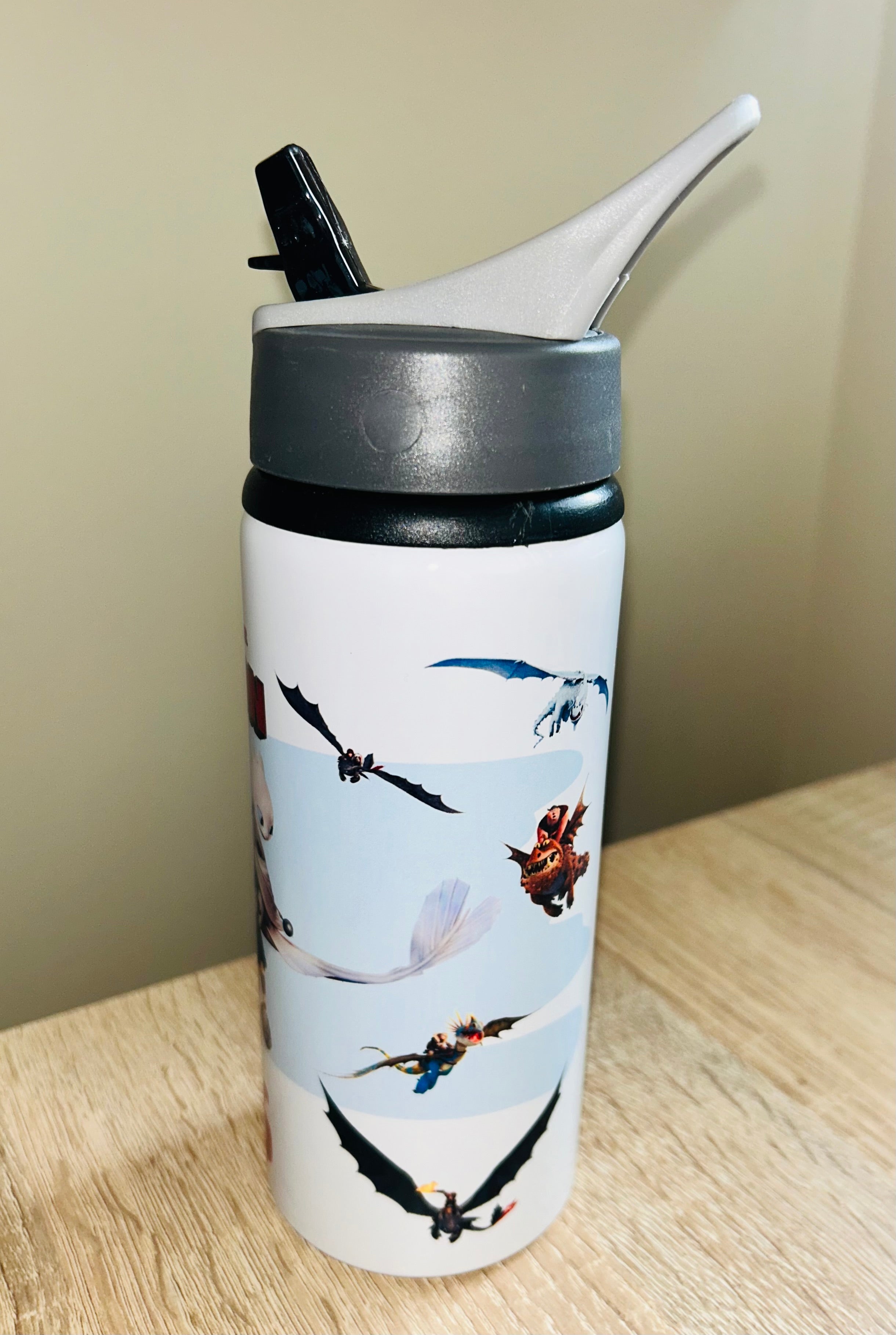 Character/Train your Dragon Themed Personalised 600ml Aluminium Water Bottles - made with your favourite characters! School Water Bottle, Summer Ready.