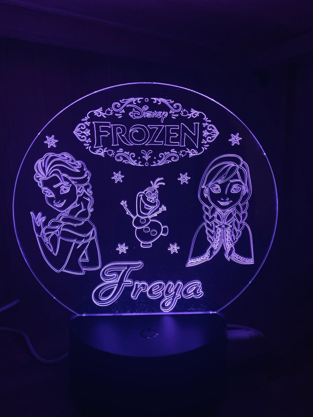 Princess/Frozen Themed LED Night Light - Comes Fully Personalised. Unique Gift Idea