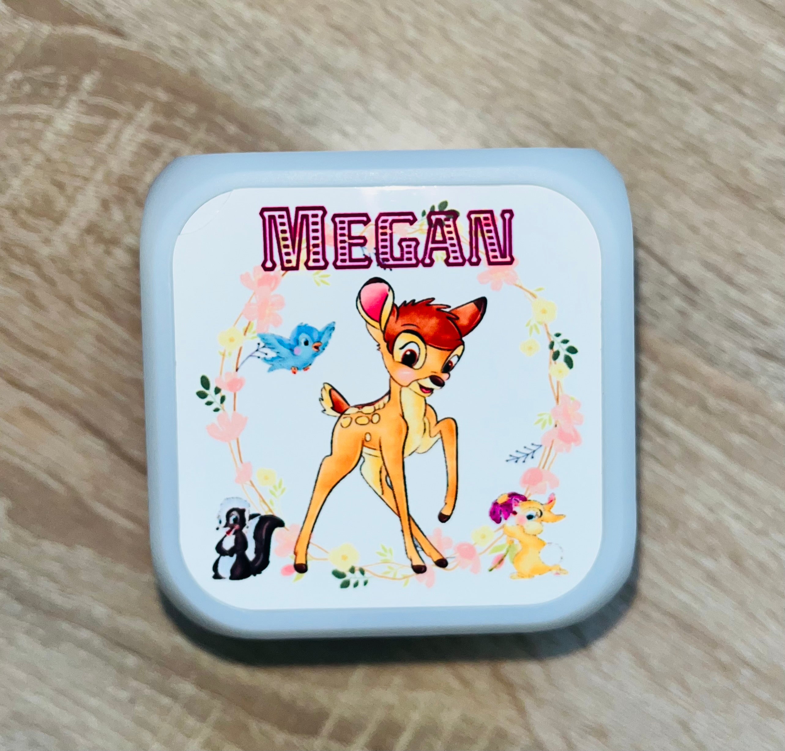 Character/Bambi Design Personalised LED Cube Digital Alarm Clock - Colour Changing/Great Gift Idea