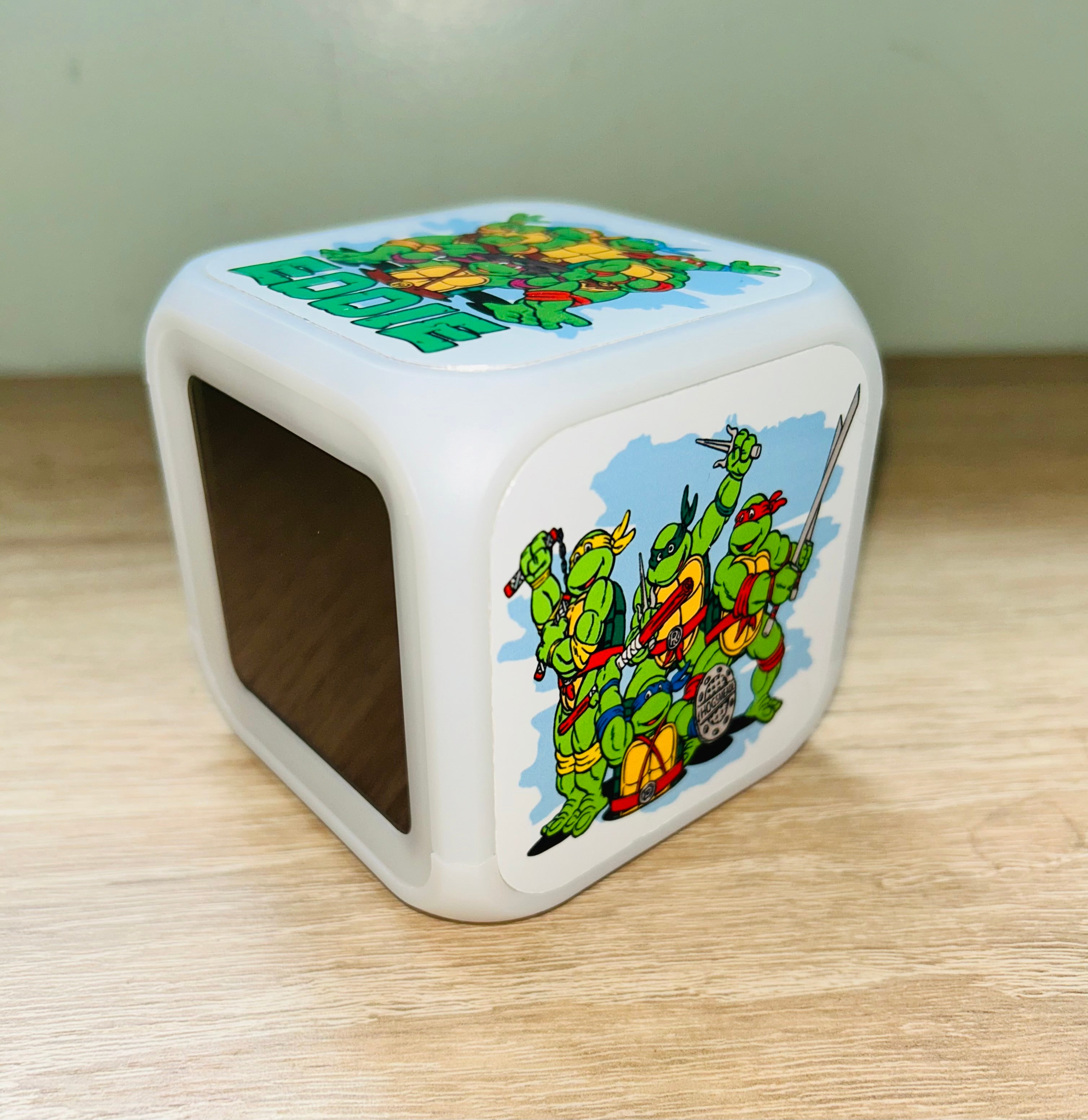 Character/Turtles Design Personalised LED Cube Digital Alarm Clock - Colour Changing/Great Gift Idea